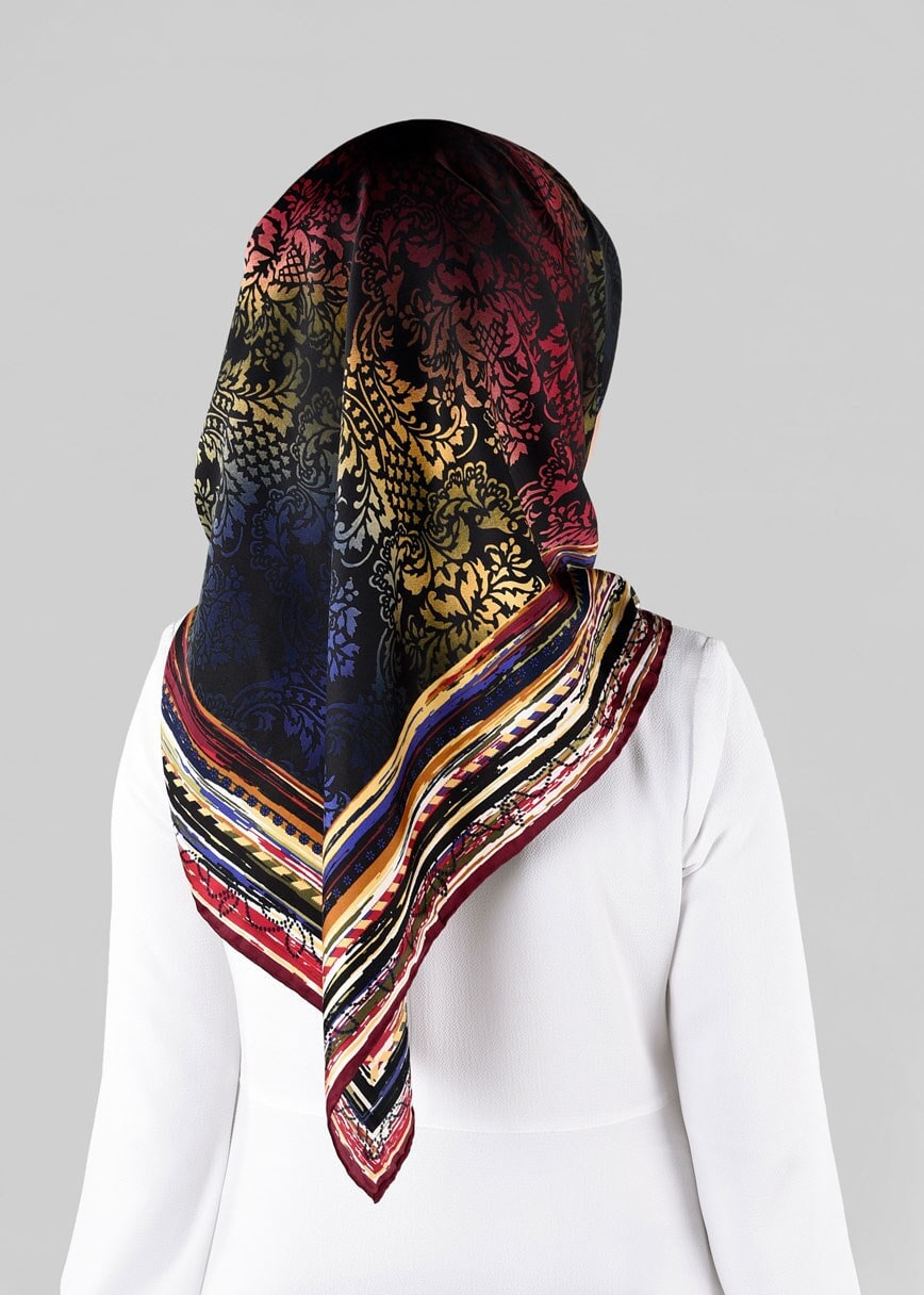 Tesettür giyim LACİVERT 10063-1 ALVİNA DESENLİ EŞARP