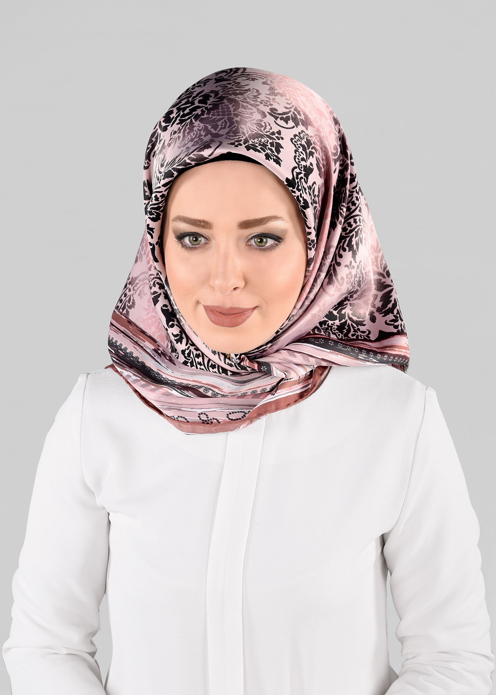 Tesettür giyim PUDRA 10063-1 ALVİNA DESENLİ EŞARP