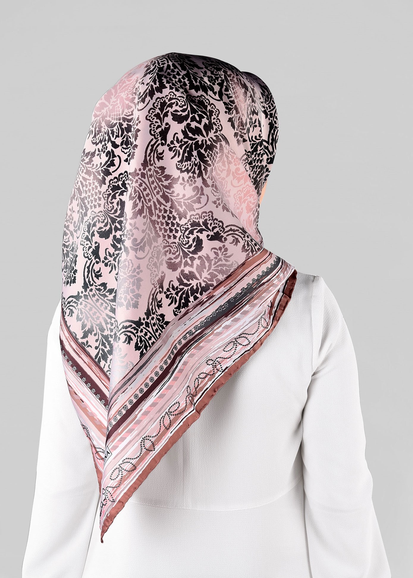 Tesettür giyim PUDRA 10063-1 ALVİNA DESENLİ EŞARP