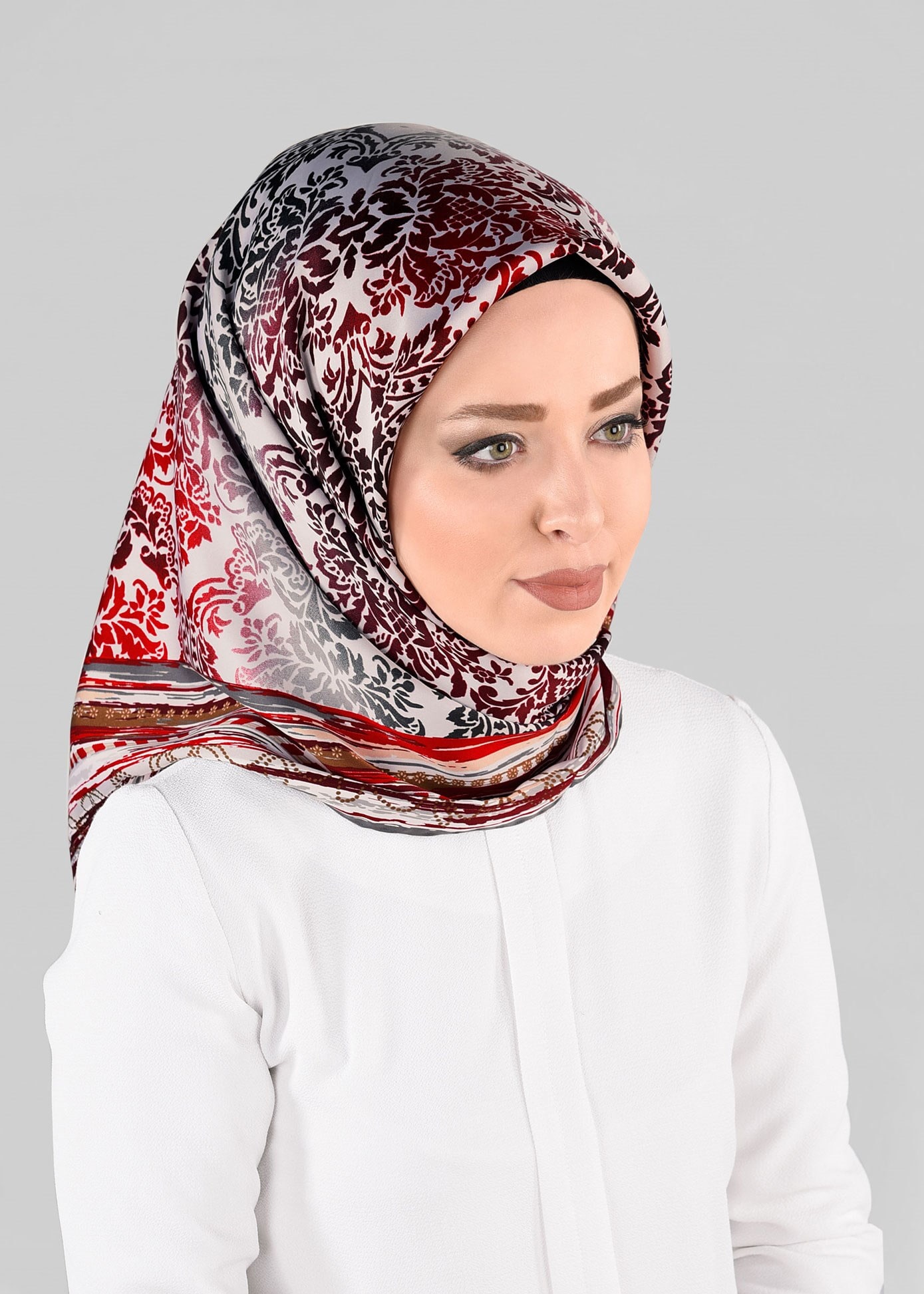 Tesettür giyim BEJ 10063-1 ALVİNA DESENLİ EŞARP