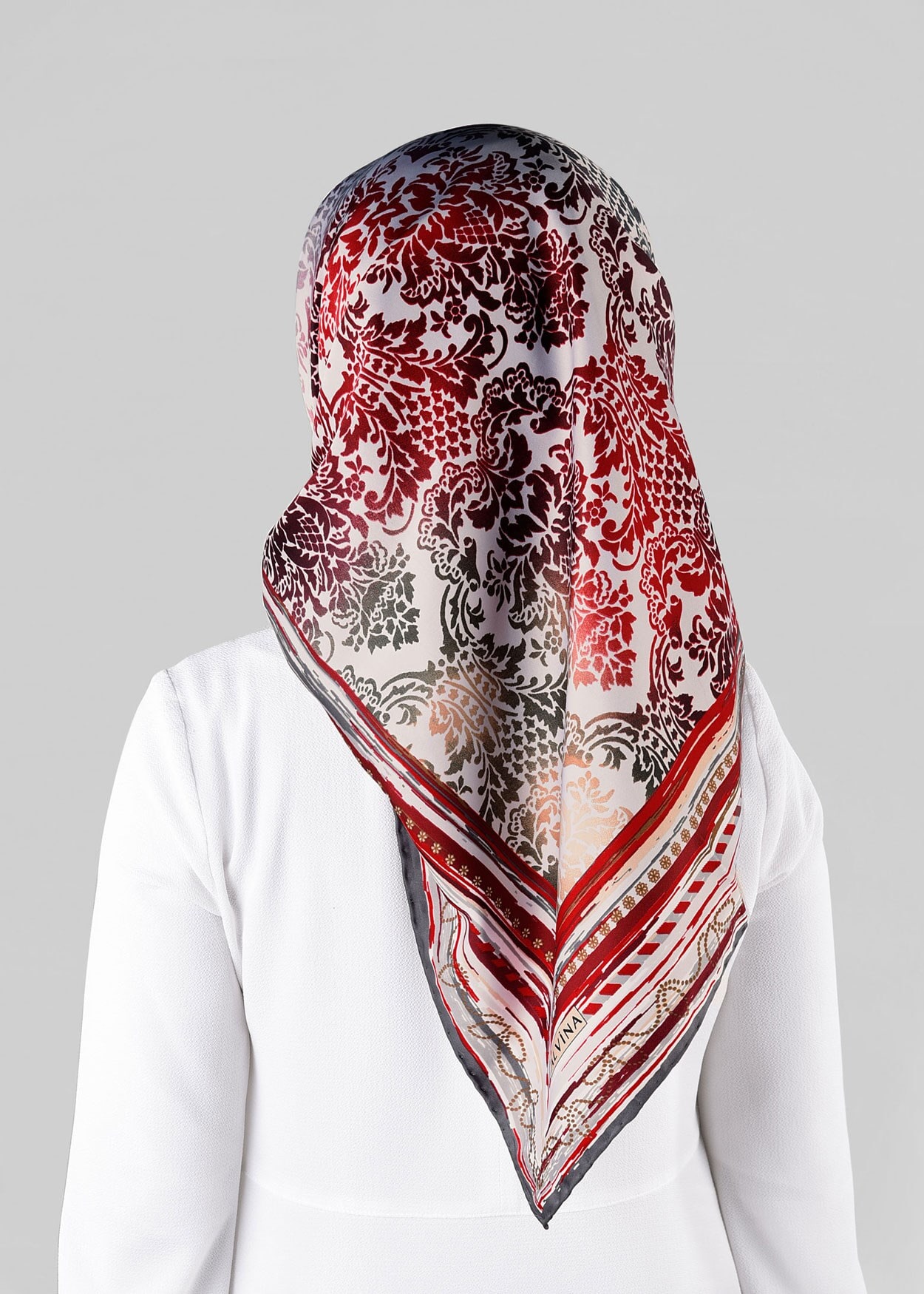 Tesettür giyim BEJ 10063-1 ALVİNA DESENLİ EŞARP