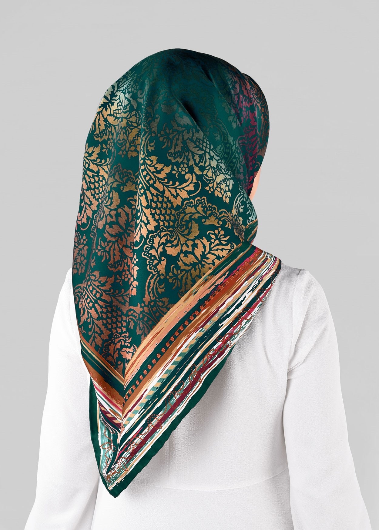 Tesettür giyim YEŞİL 10063-1 ALVİNA DESENLİ EŞARP