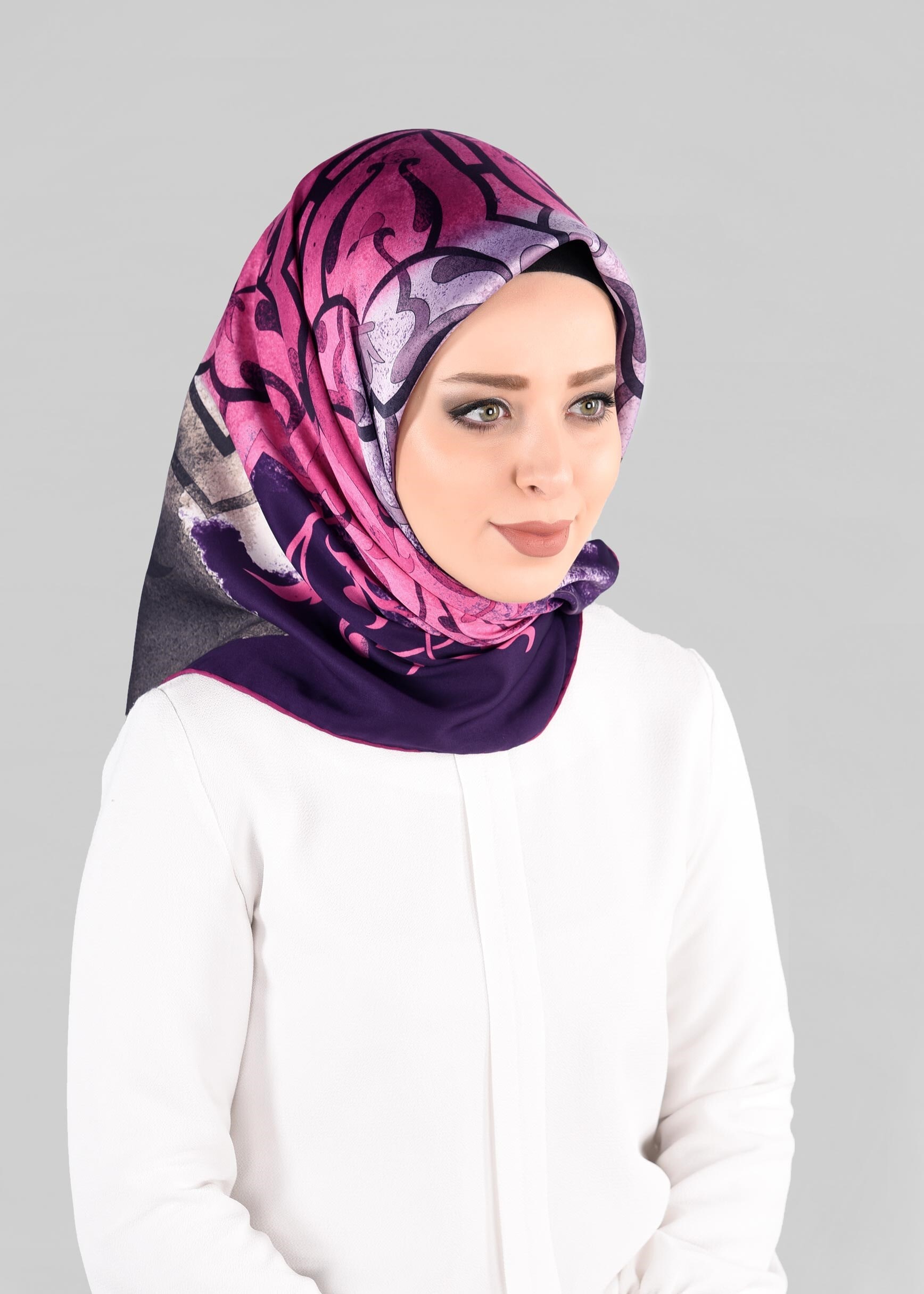 Tesettür giyim MOR 10064-1  ALVİNA DESENLİ EŞARP