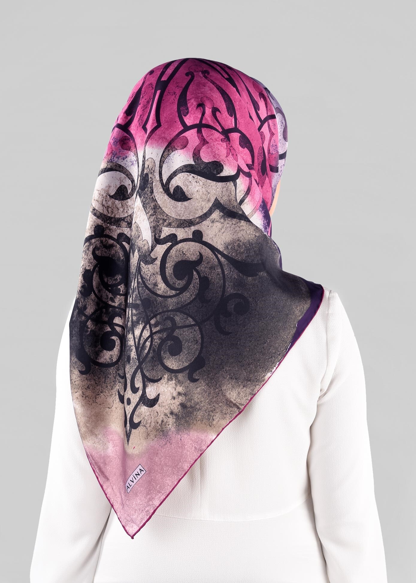 Tesettür giyim MOR 10064-1  ALVİNA DESENLİ EŞARP