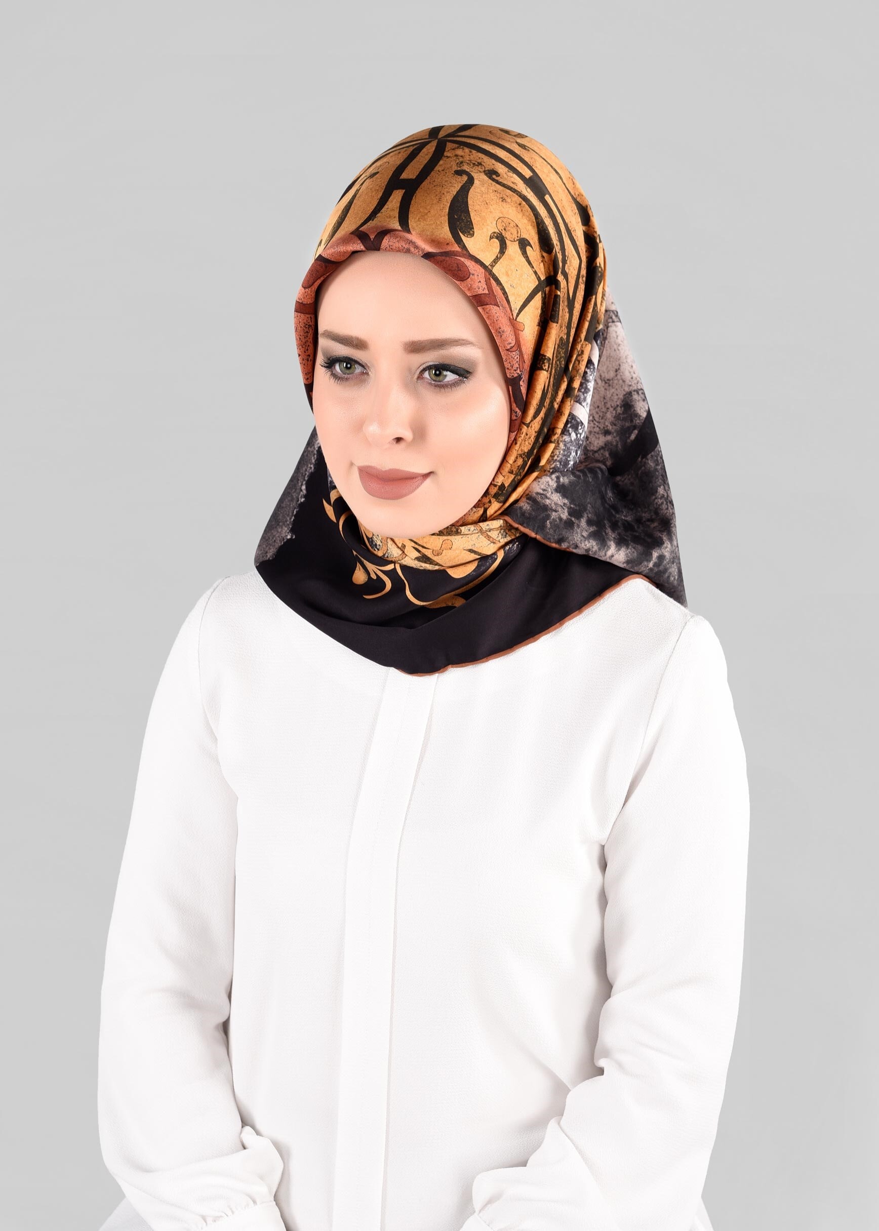 Tesettür giyim MAVİ 10064-1  ALVİNA DESENLİ EŞARP