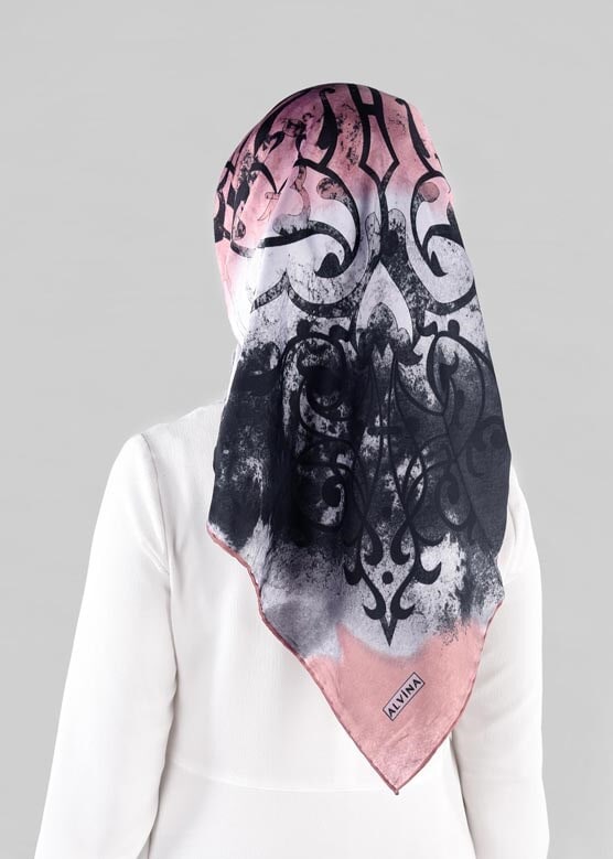 Tesettür giyim PUDRA 10064-1  ALVİNA DESENLİ EŞARP