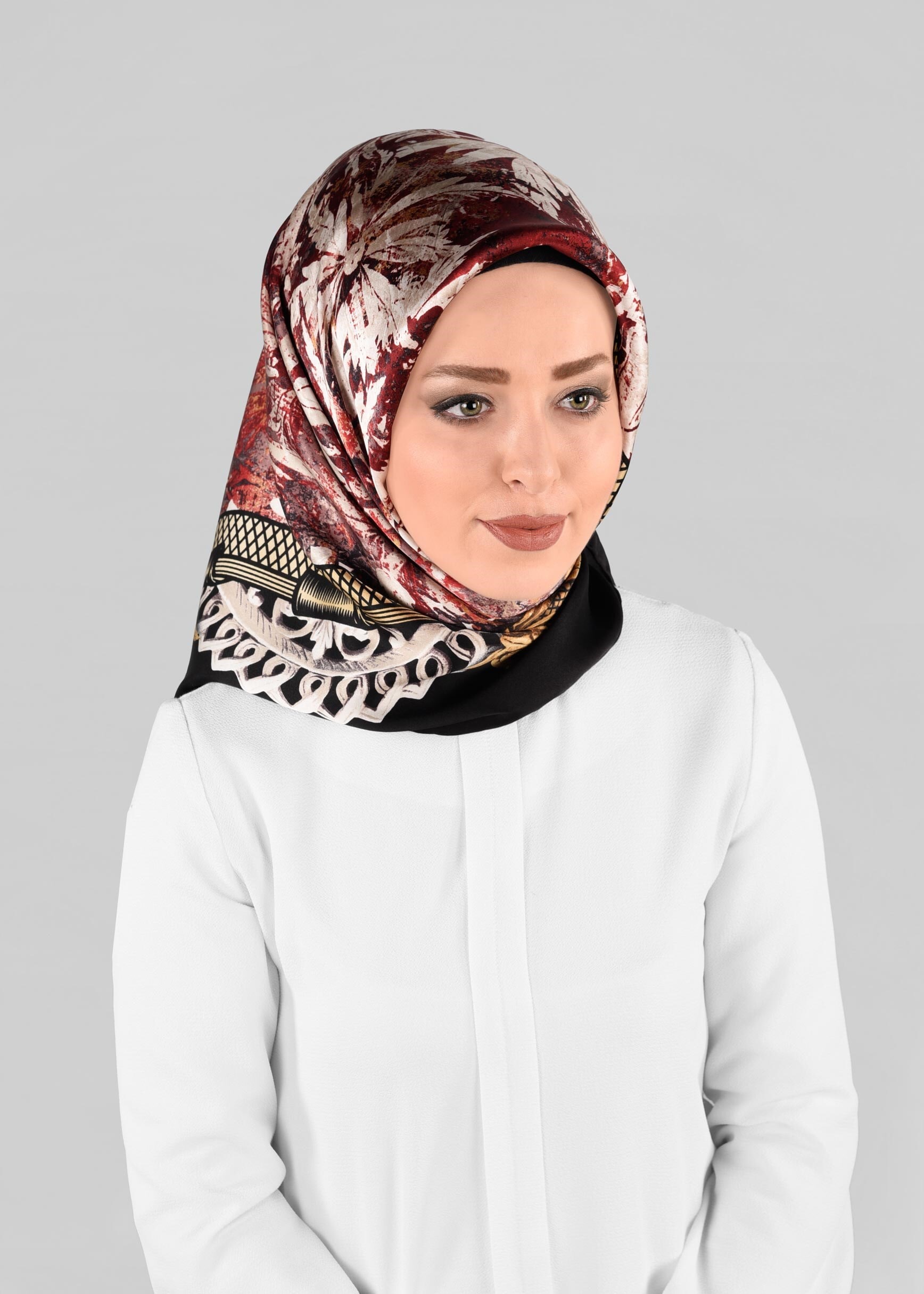 Tesettür giyim SİYAH 12967-1 ALVİNA İPEK EŞARP