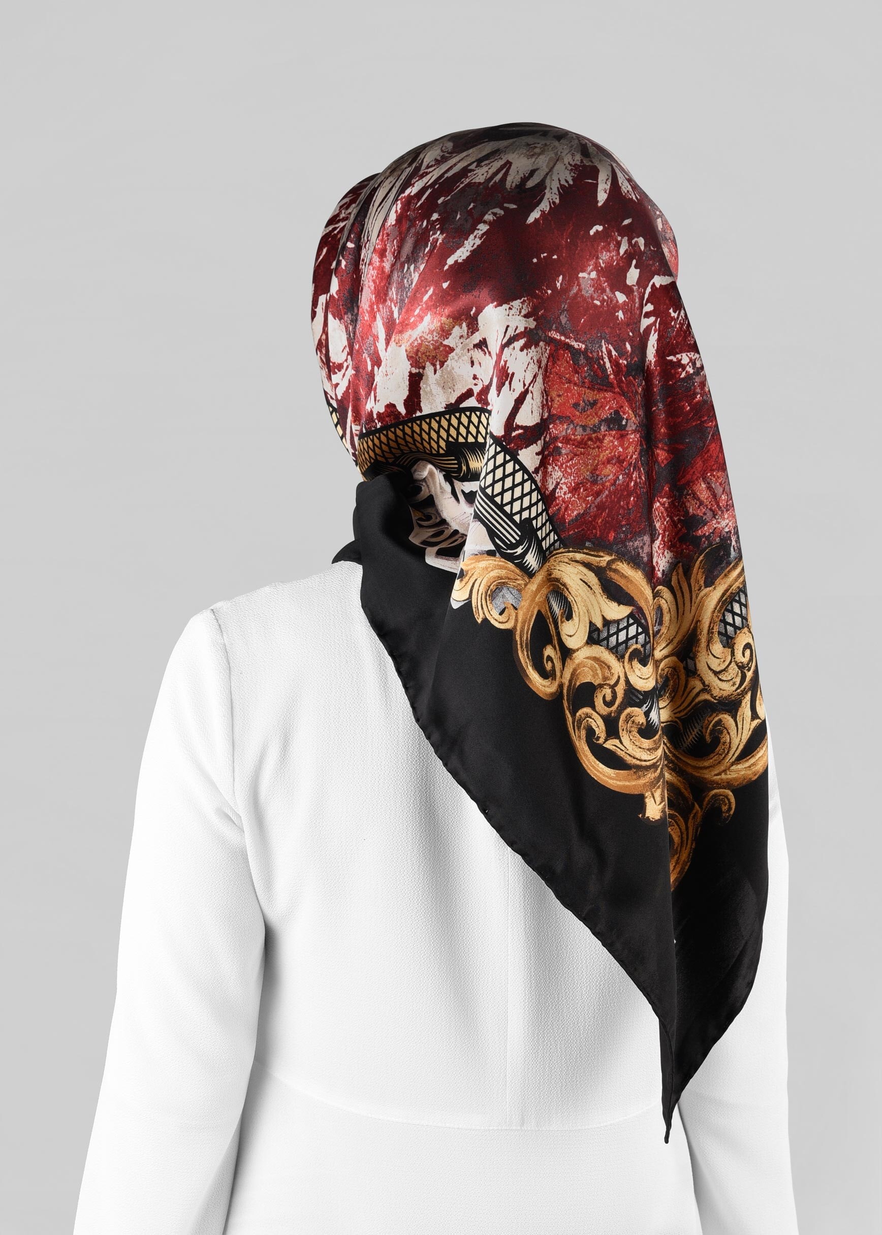 Tesettür giyim SİYAH 12967-1 ALVİNA İPEK EŞARP