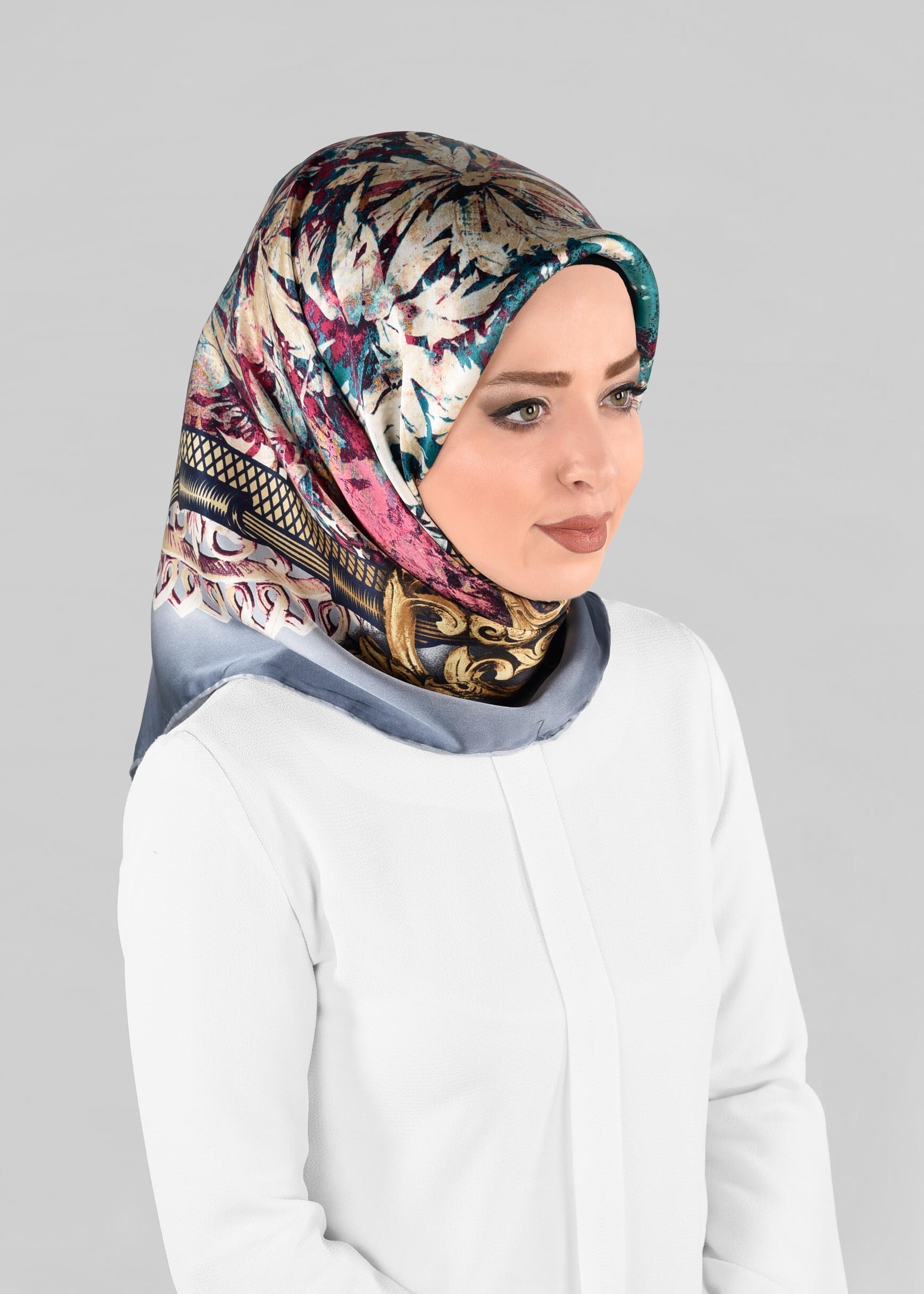 Tesettür giyim MAVİ 12967-1 ALVİNA İPEK EŞARP