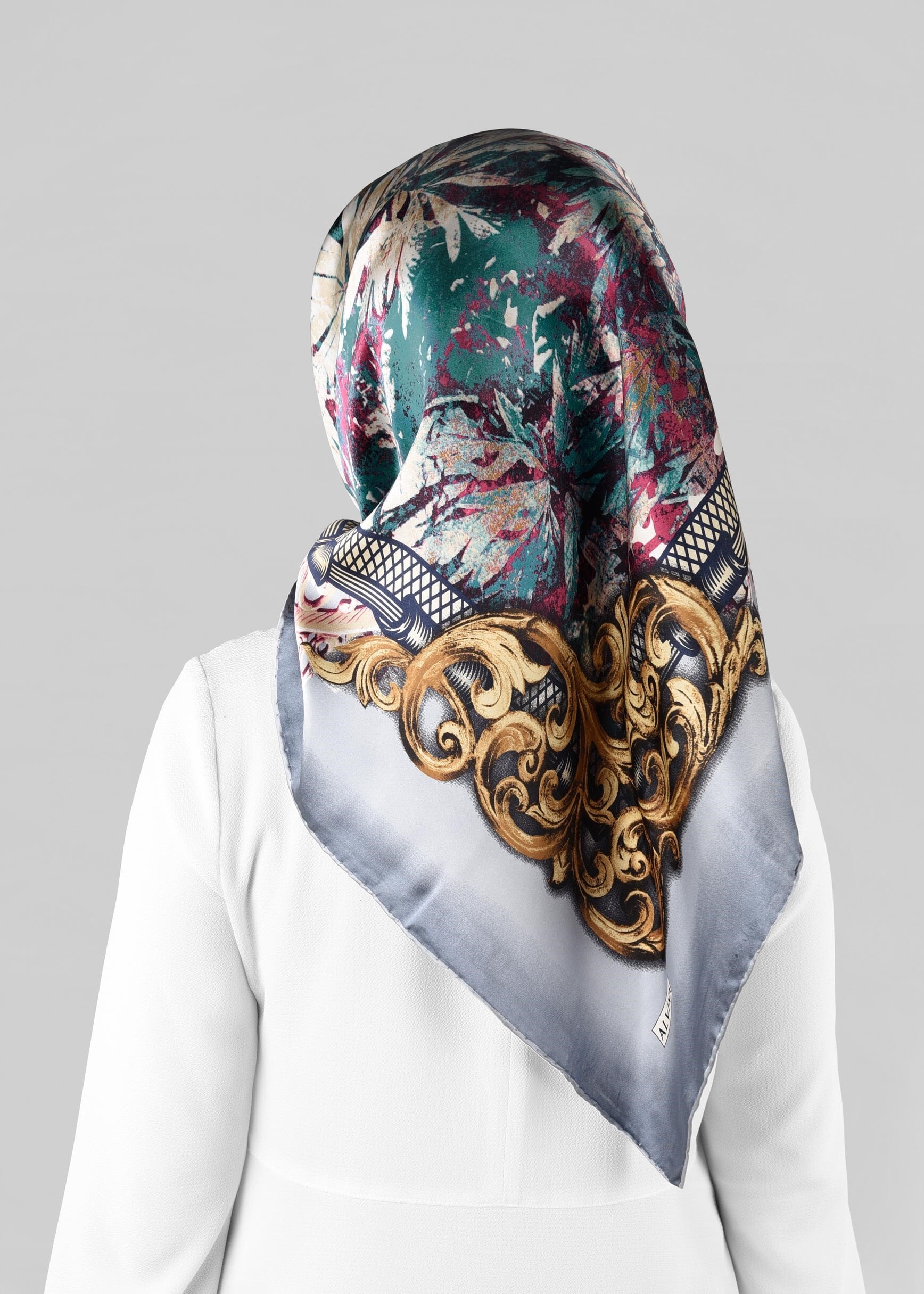 Tesettür giyim MAVİ 12967-1 ALVİNA İPEK EŞARP