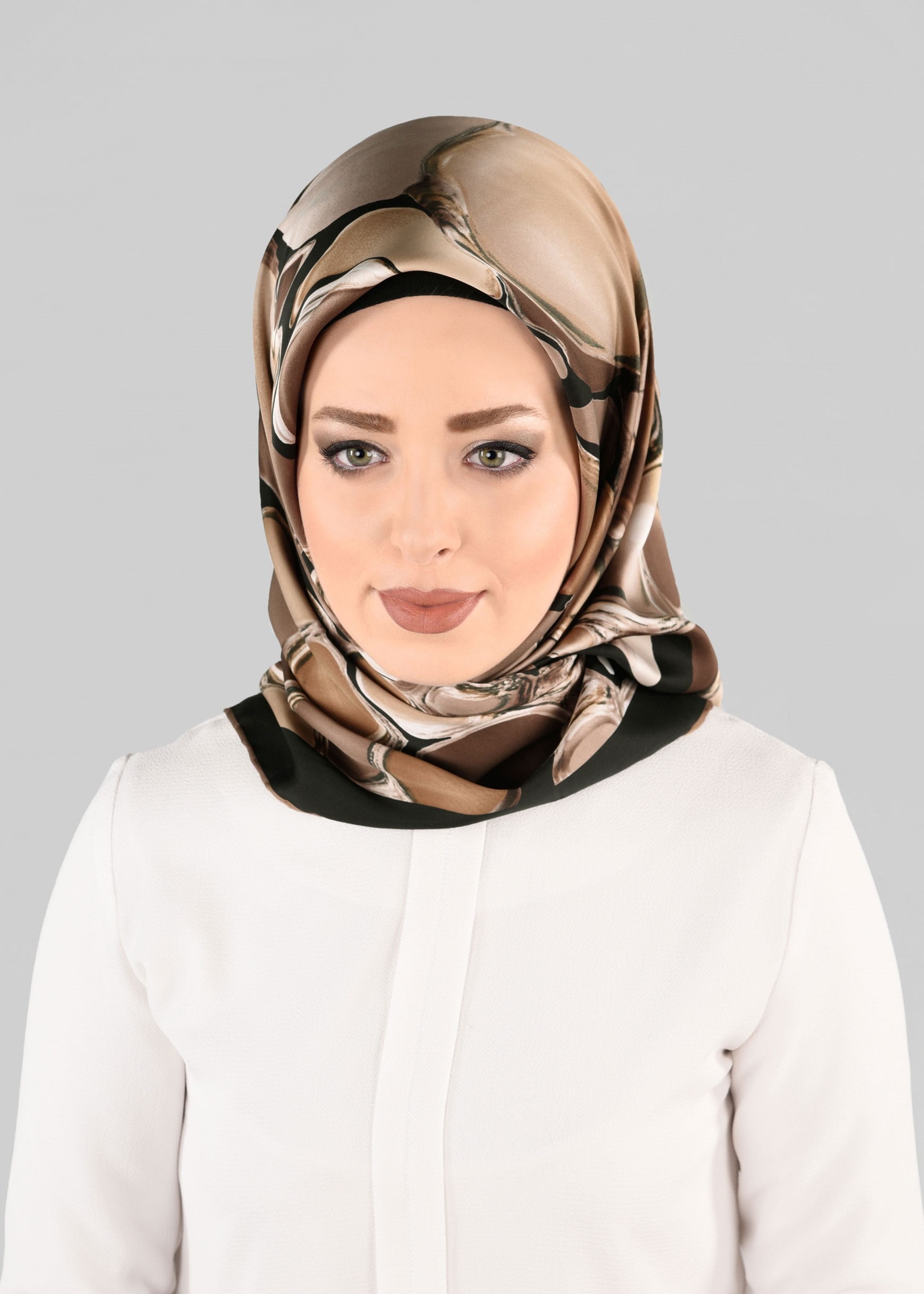 Tesettür giyim SİYAH 12970-1 ALVİNA DESENLİ EŞARP