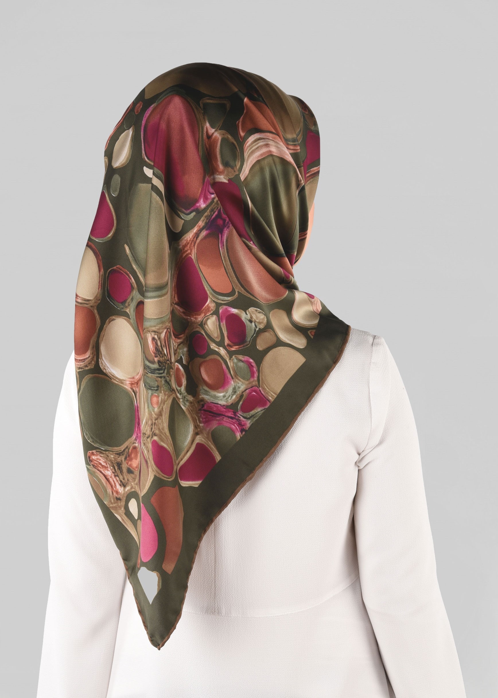 Tesettür giyim HAKİ 12970-1 ALVİNA DESENLİ EŞARP