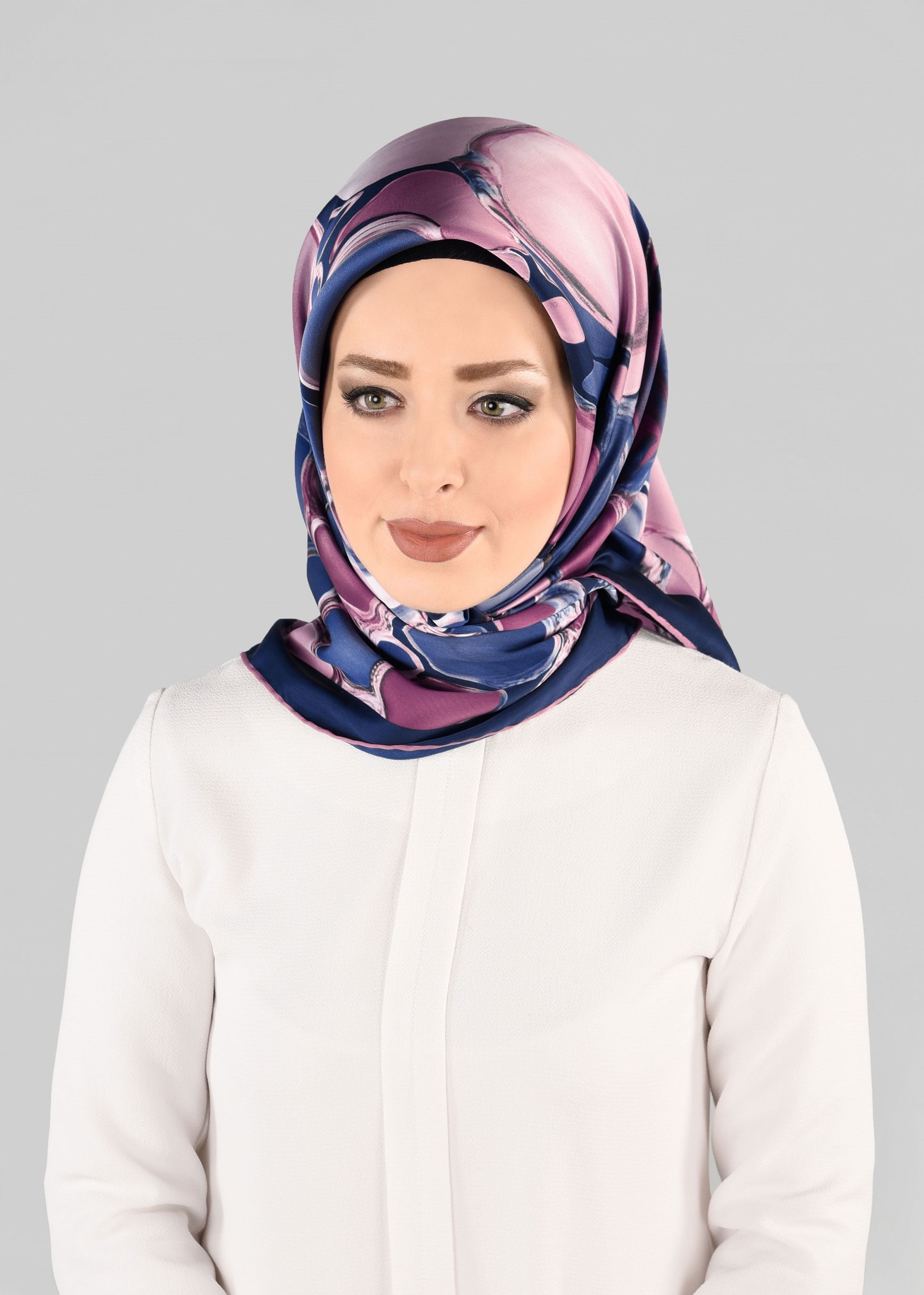 Tesettür giyim LACİVERT 12970-1 ALVİNA DESENLİ EŞARP