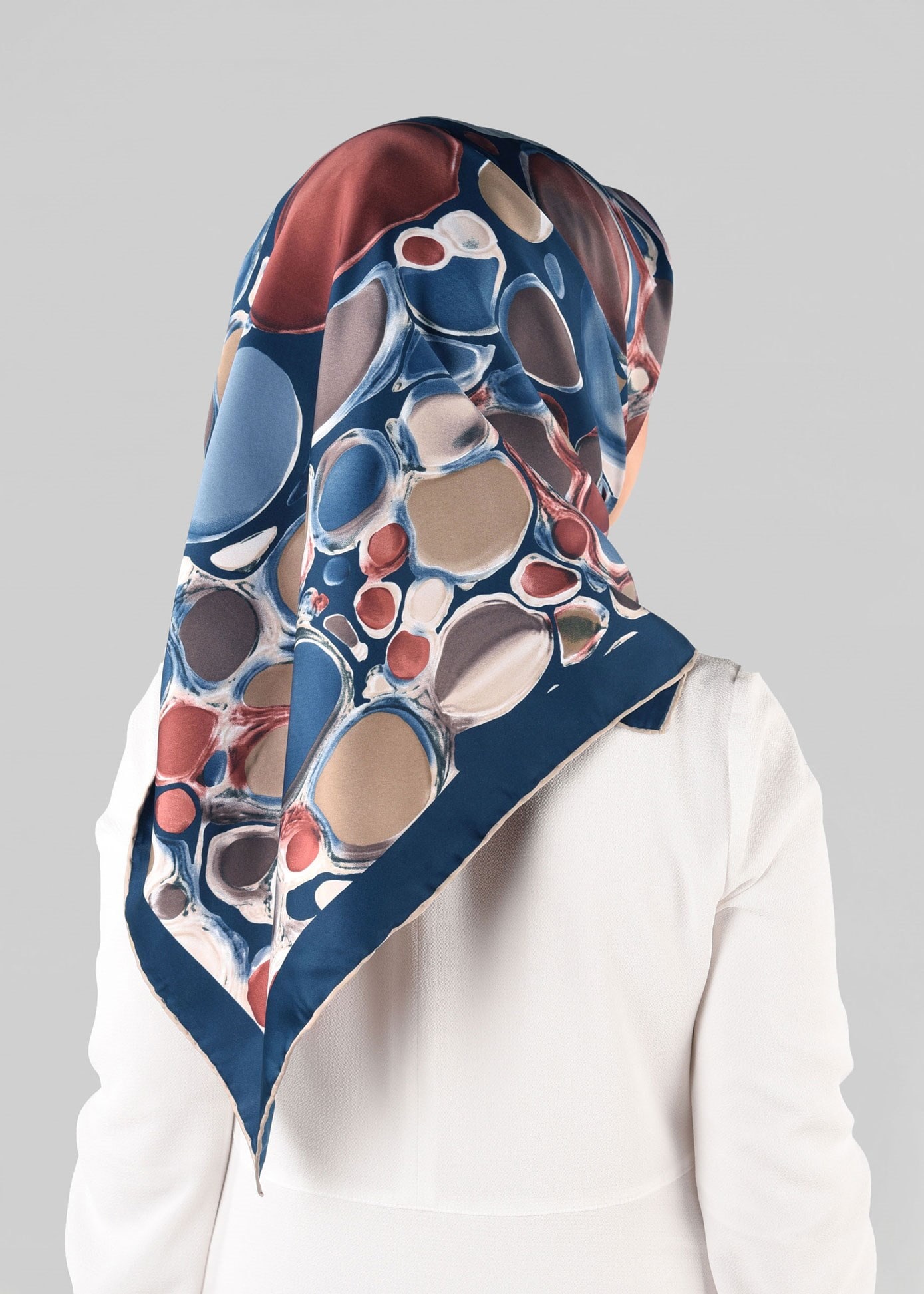 Tesettür giyim LACİVERT 12970-1 ALVİNA DESENLİ EŞARP