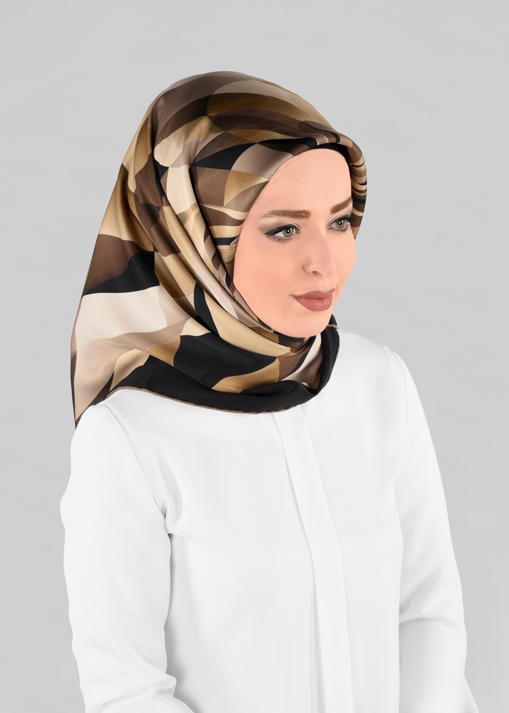 Tesettür giyim SİYAH 12971-1 ALVİNA DESENLİ EŞARP