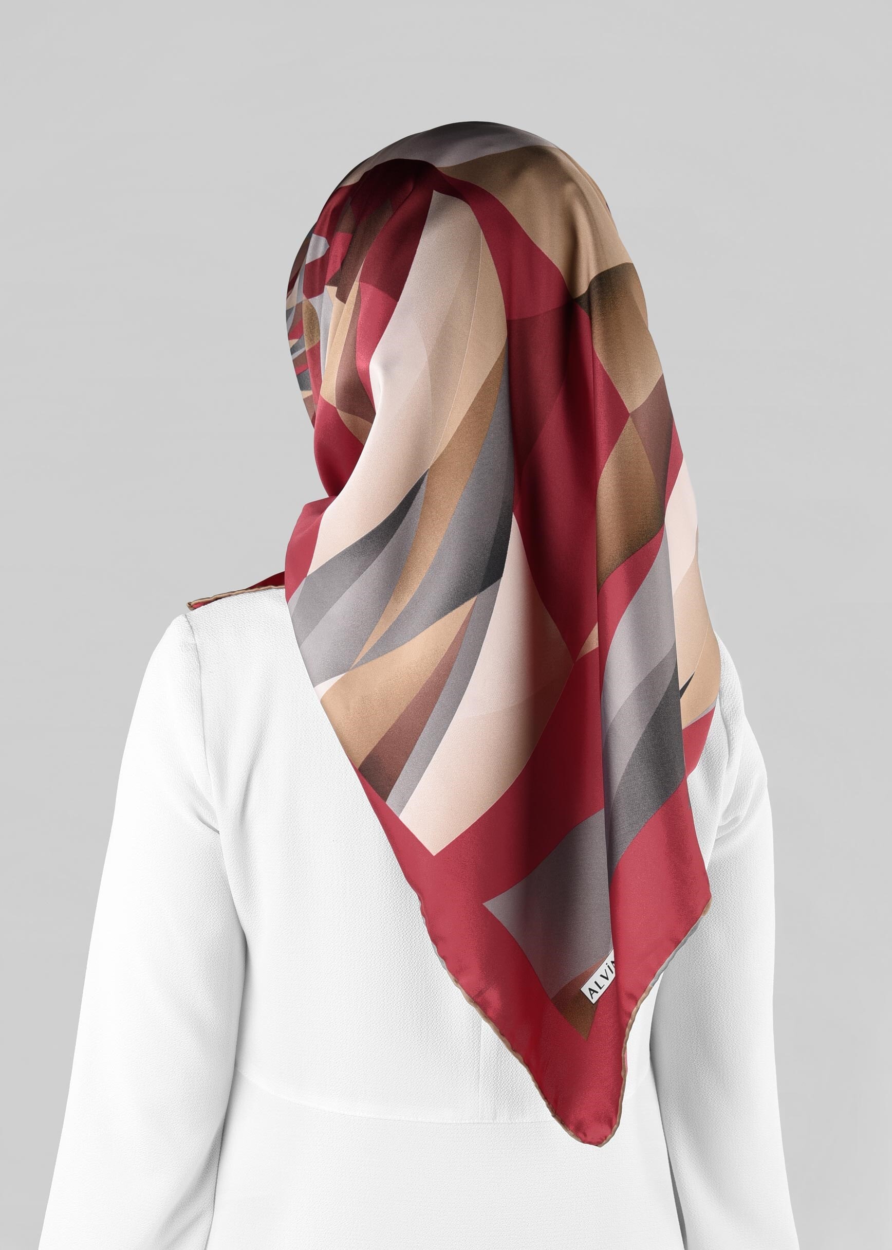 Tesettür giyim BORDO 12971-1 ALVİNA DESENLİ EŞARP