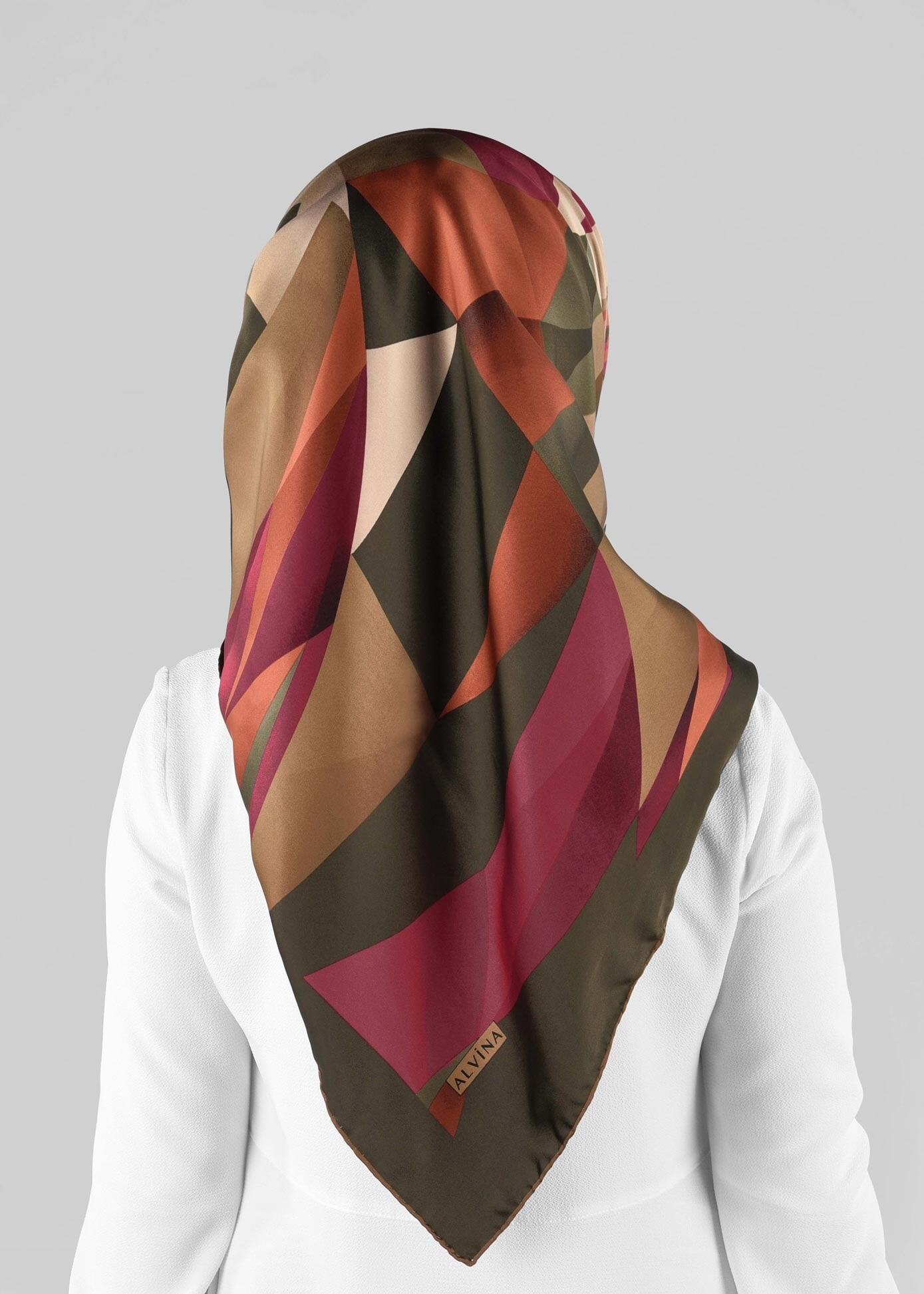 Tesettür giyim HAKİ 12971-1 ALVİNA DESENLİ EŞARP