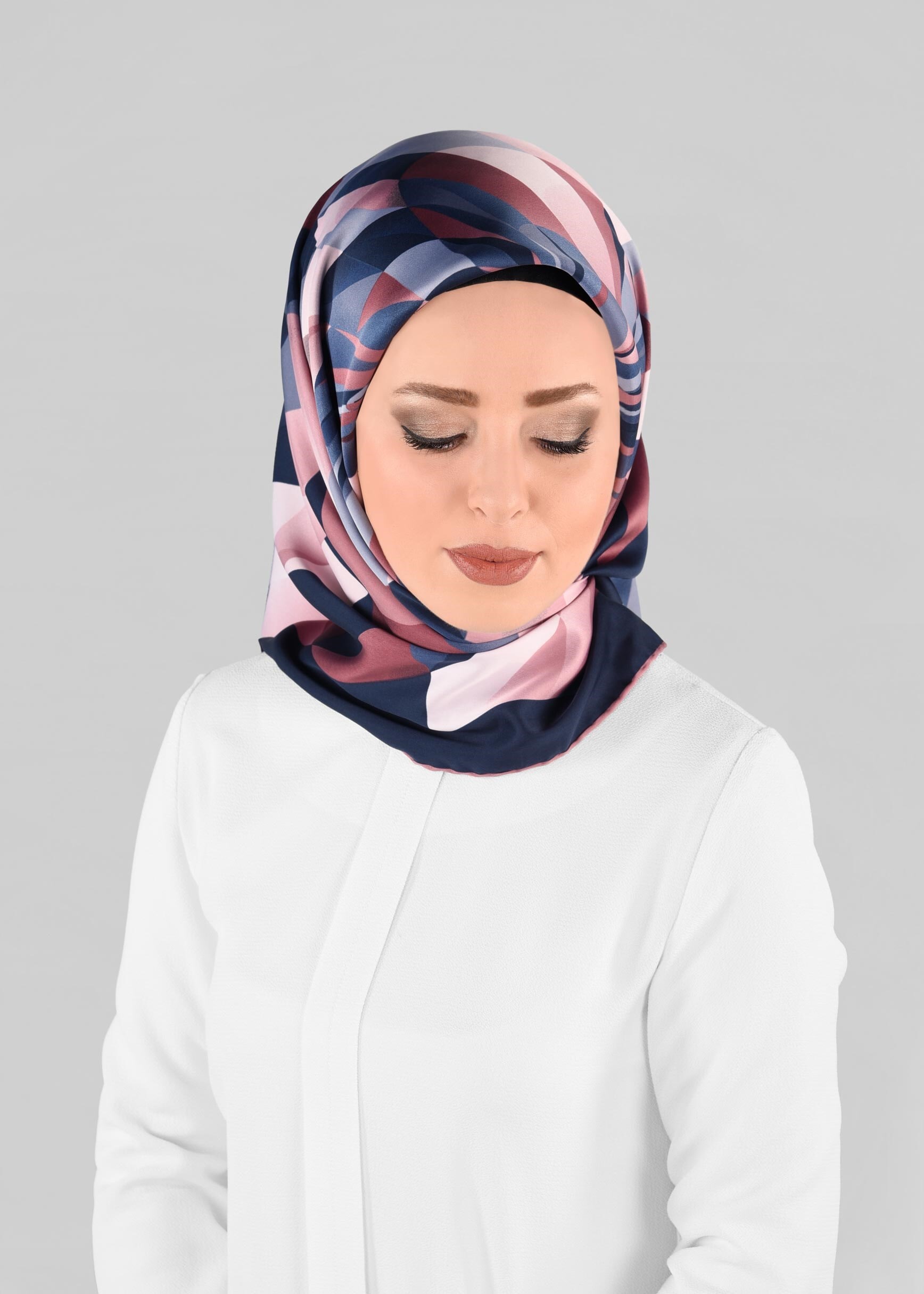 Tesettür giyim LACİVERT 12971-1 ALVİNA DESENLİ EŞARP