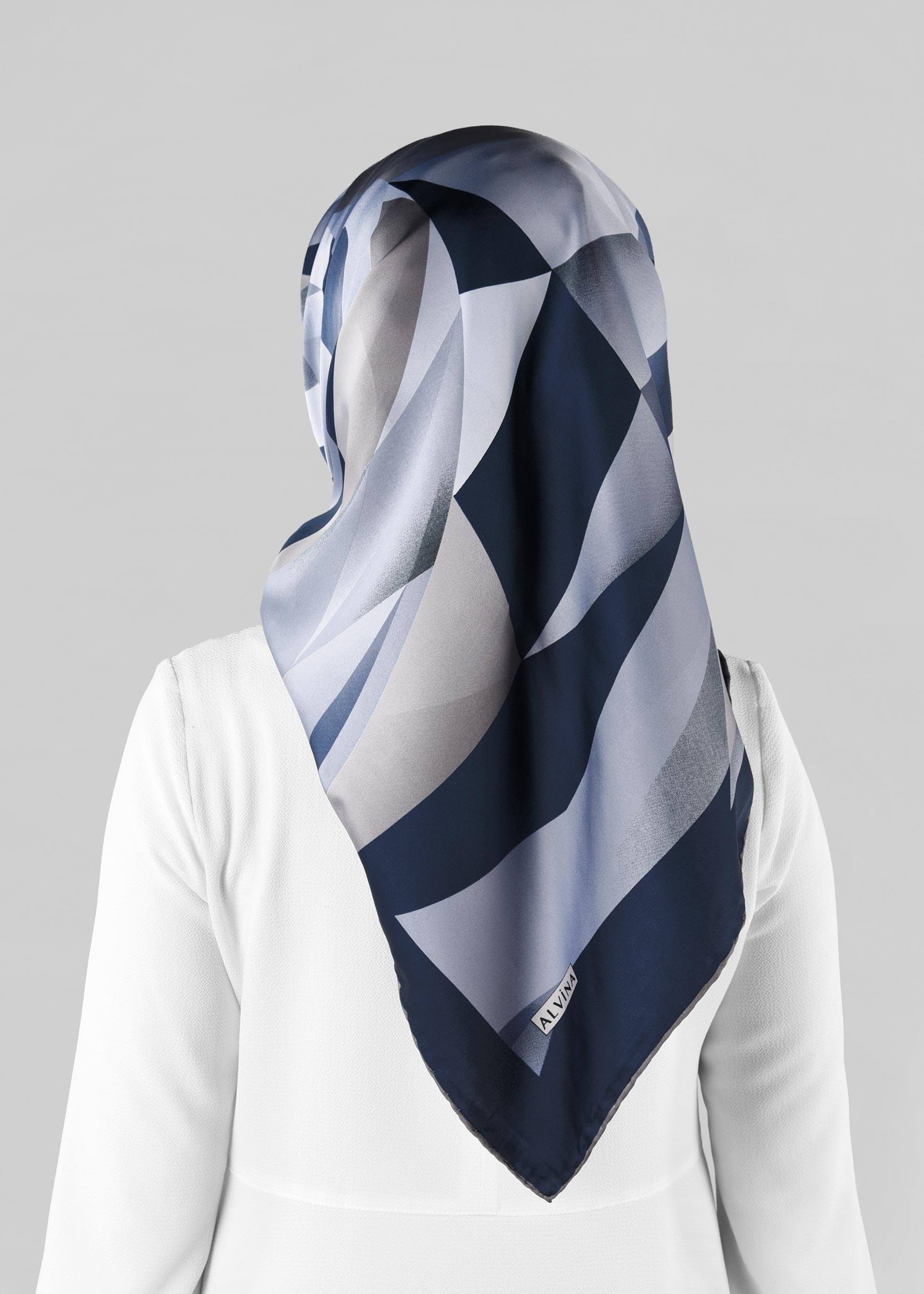 Tesettür giyim LACİVERT 12971-1 ALVİNA DESENLİ EŞARP