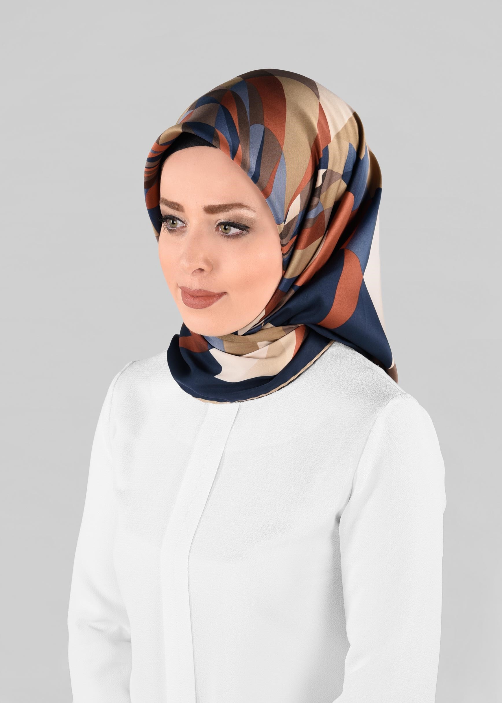 Tesettür giyim LACİVERT 12971-1 ALVİNA DESENLİ EŞARP