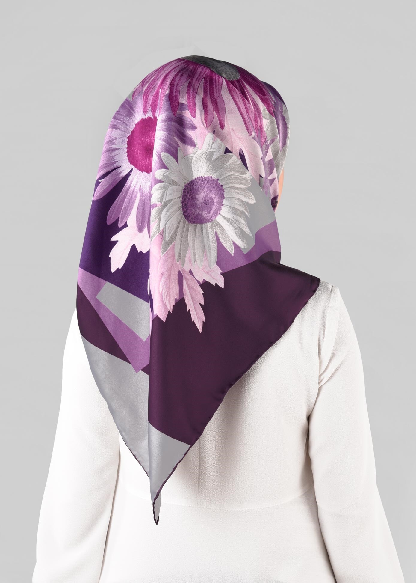 Tesettür giyim GRİ 12972-1 ALVİNA DESENLİ EŞARP