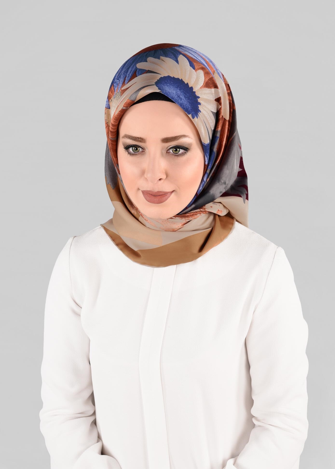 Tesettür giyim ALTIN 12972-1 ALVİNA DESENLİ EŞARP