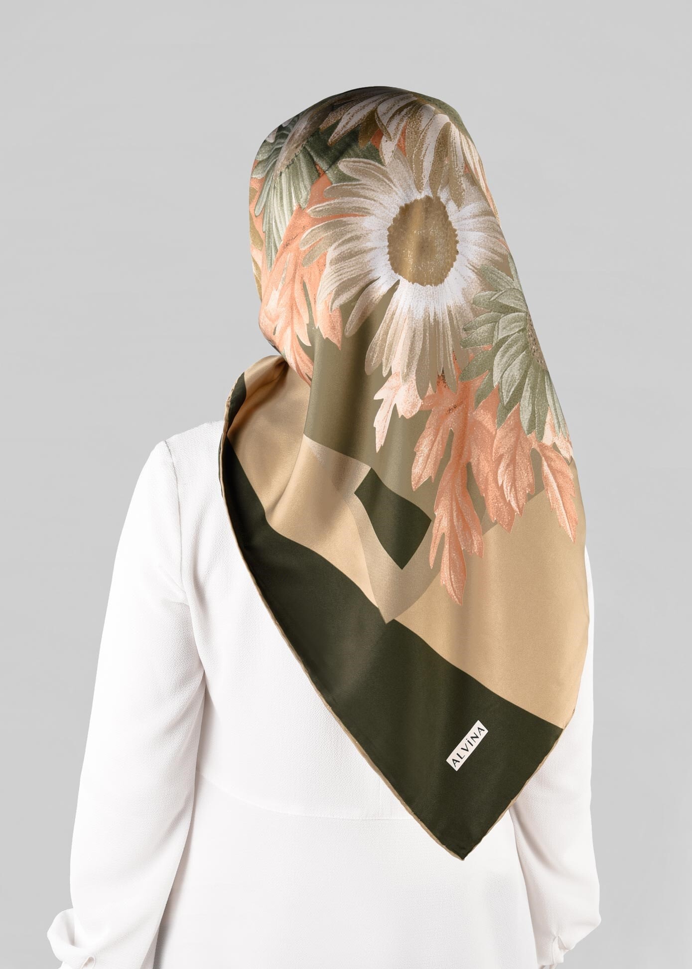 Tesettür giyim HAKİ 12972-1 ALVİNA DESENLİ EŞARP