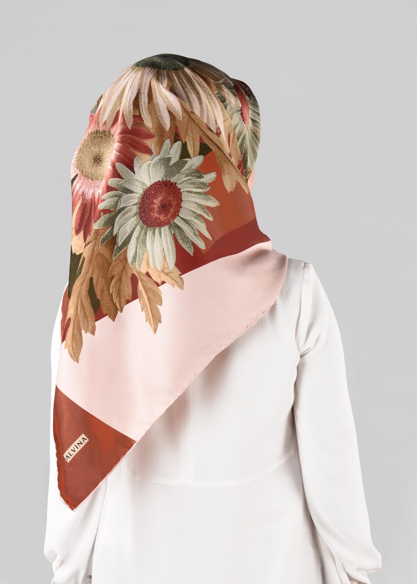 Tesettür giyim TURUNCU 12972-1 ALVİNA DESENLİ EŞARP