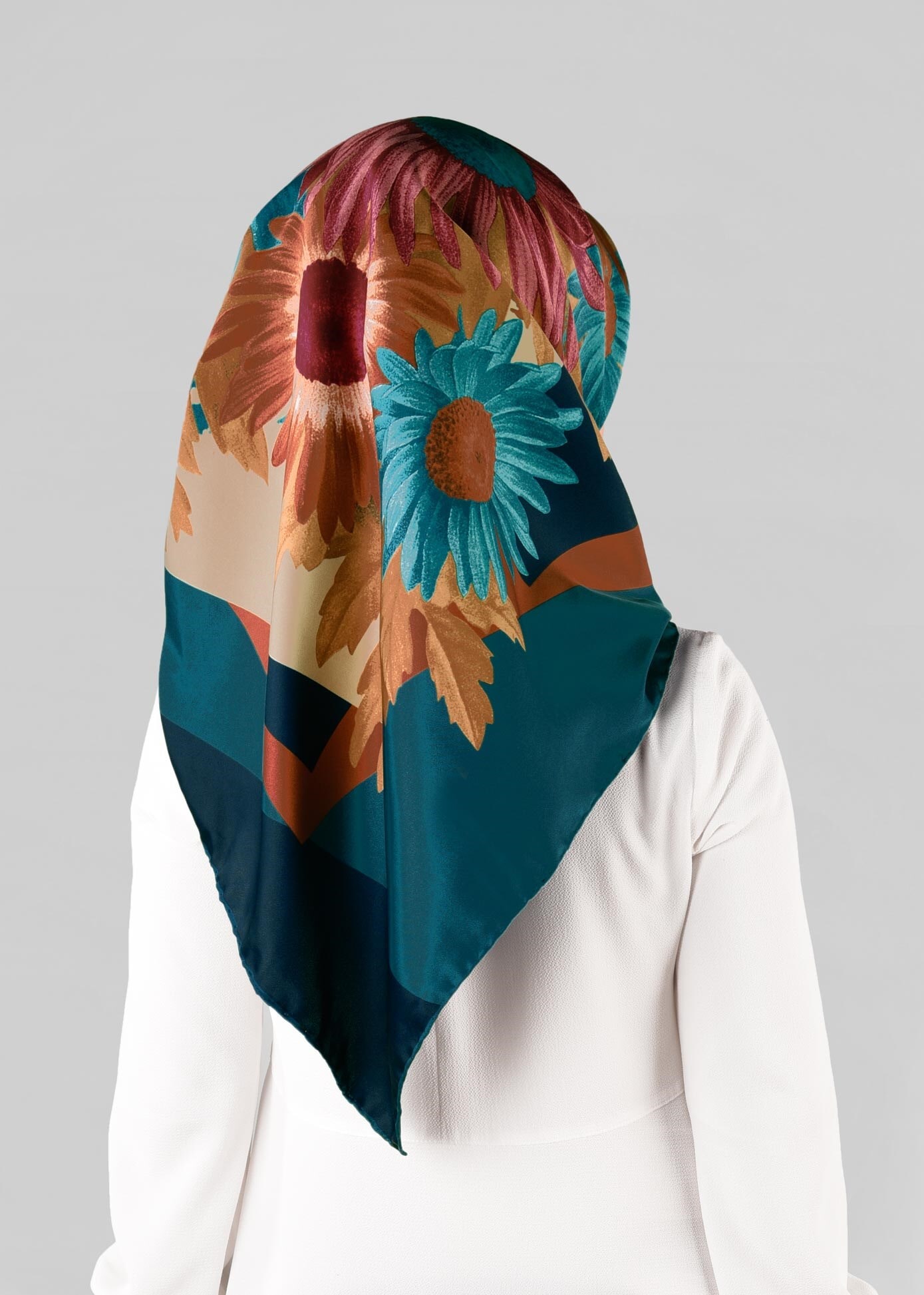 Tesettür giyim MAVİ 12972-1 ALVİNA DESENLİ EŞARP