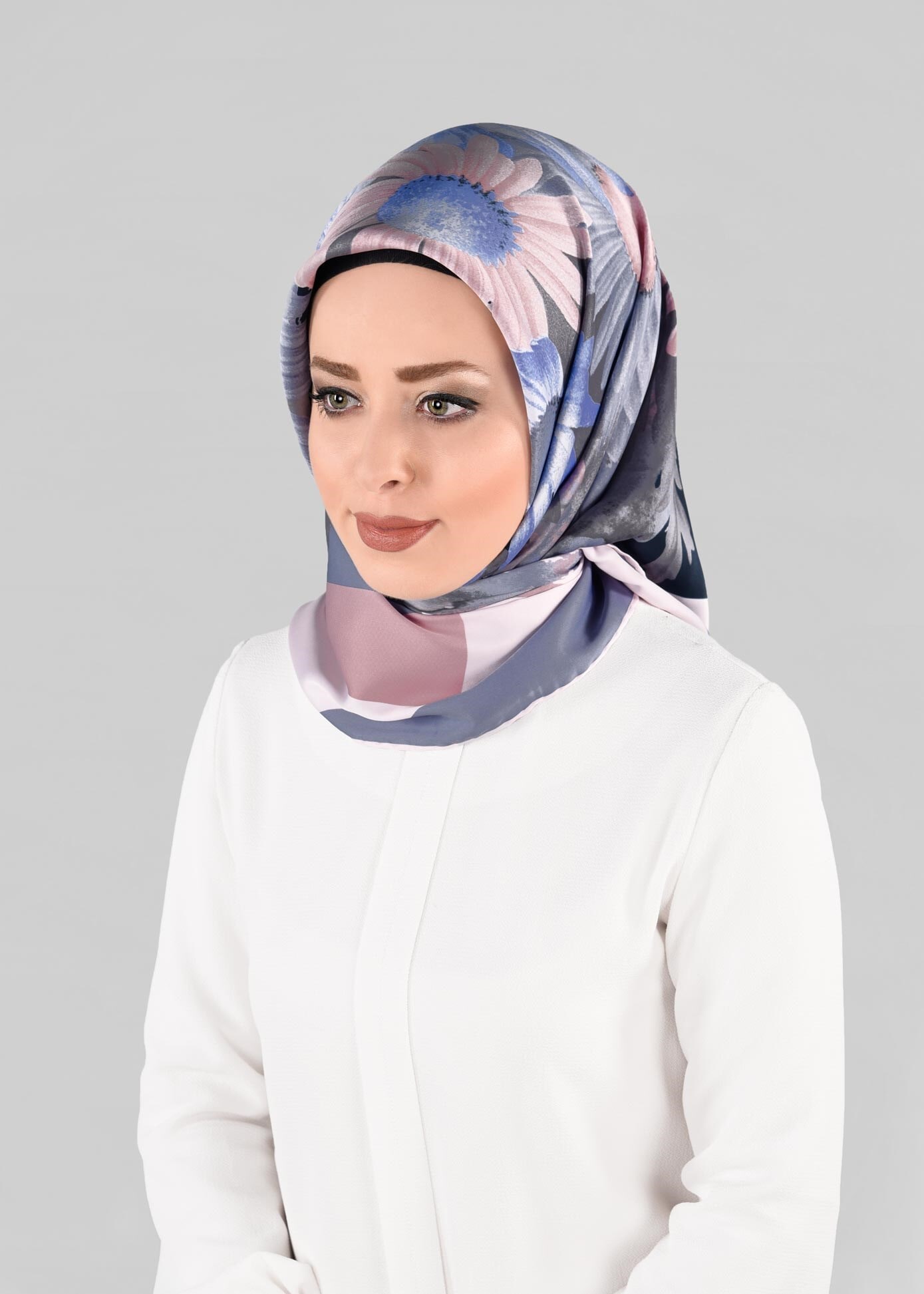 Tesettür giyim PUDRA 12972-1 ALVİNA DESENLİ EŞARP