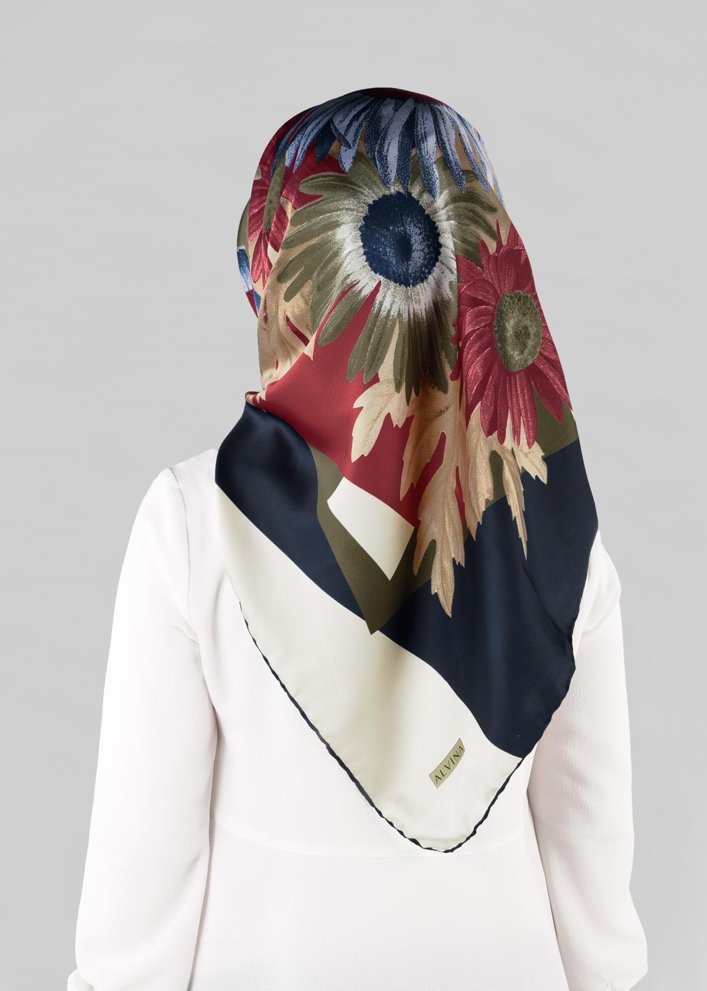 Tesettür giyim LACİVERT 12972-1 ALVİNA DESENLİ EŞARP