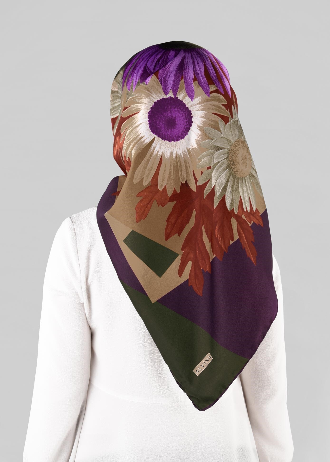 Tesettür giyim YEŞİL 12972-1 ALVİNA DESENLİ EŞARP