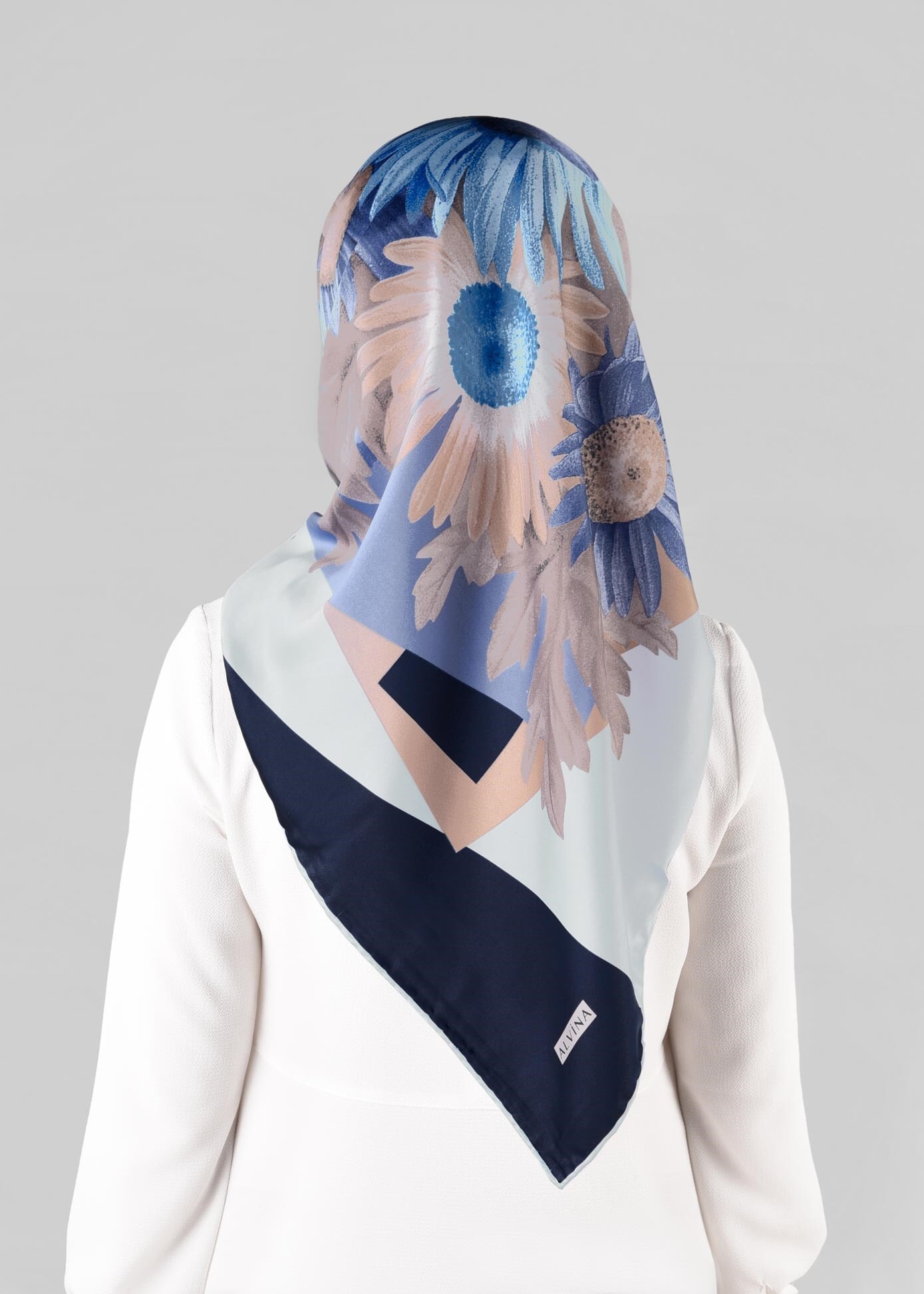 Tesettür giyim LACİVERT 12972-1 ALVİNA DESENLİ EŞARP