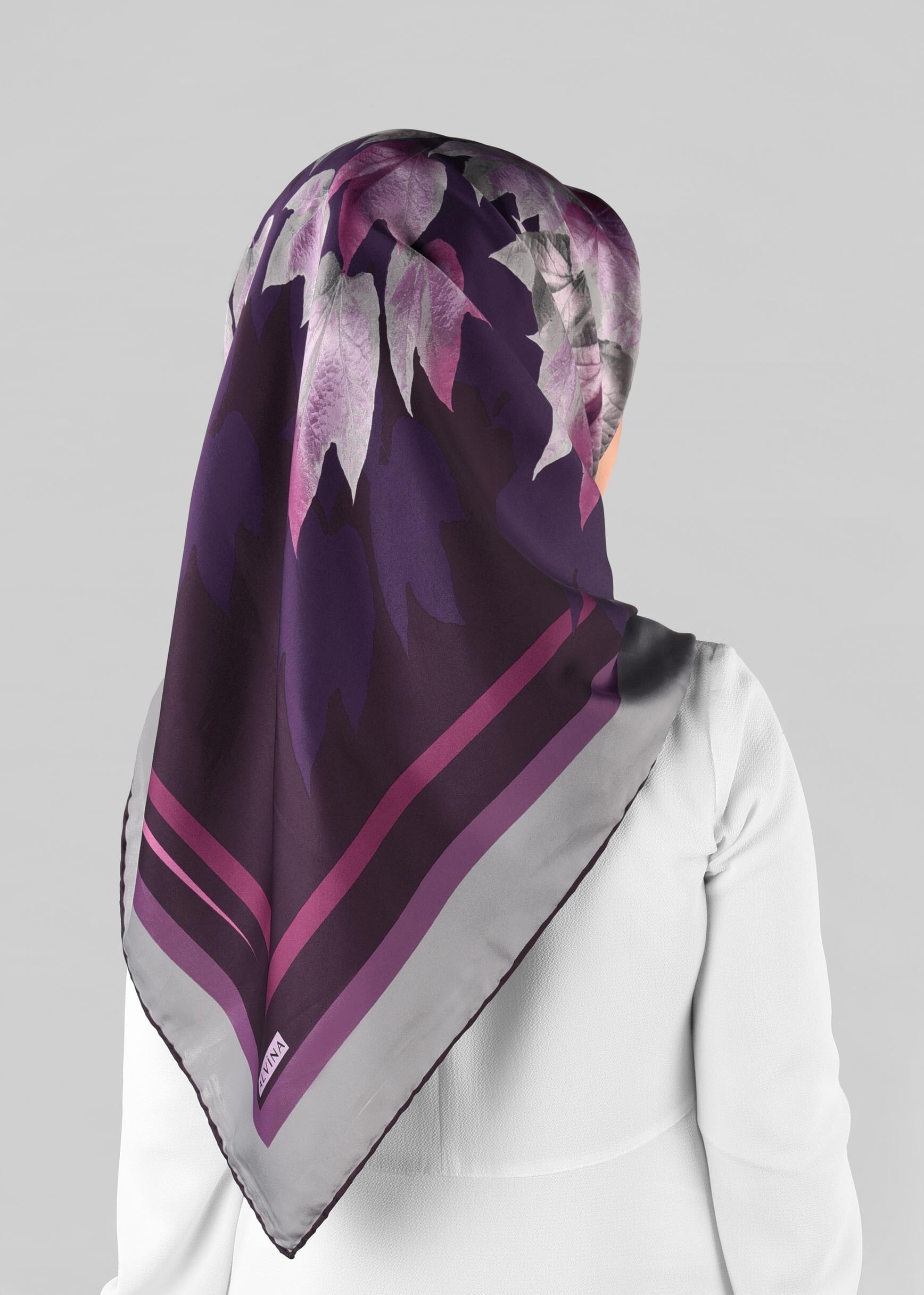 Tesettür giyim GRİ 12973-1 ALVİNA DESENLİ EŞARP