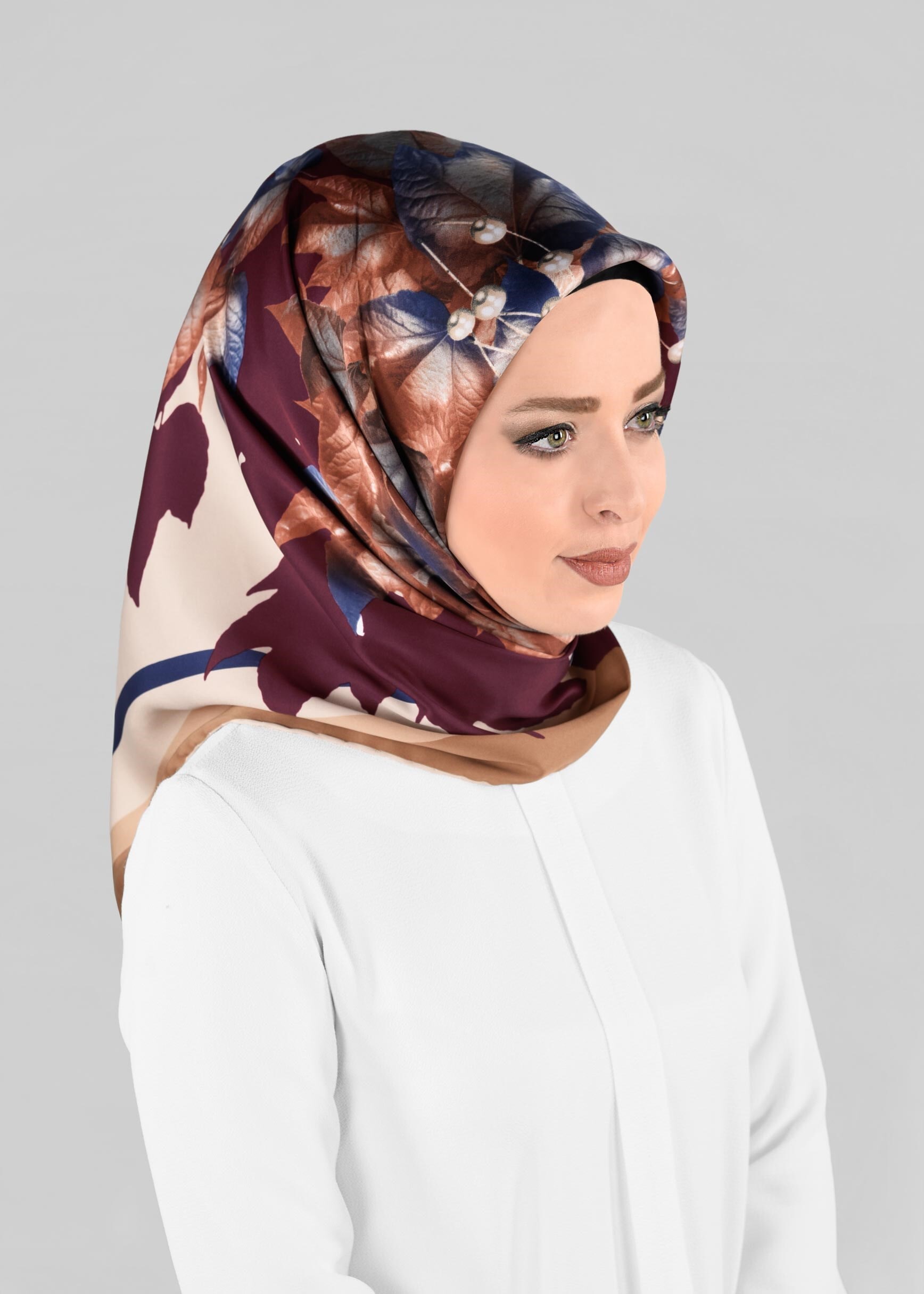 Tesettür giyim ALTIN 12973-1 ALVİNA DESENLİ EŞARP