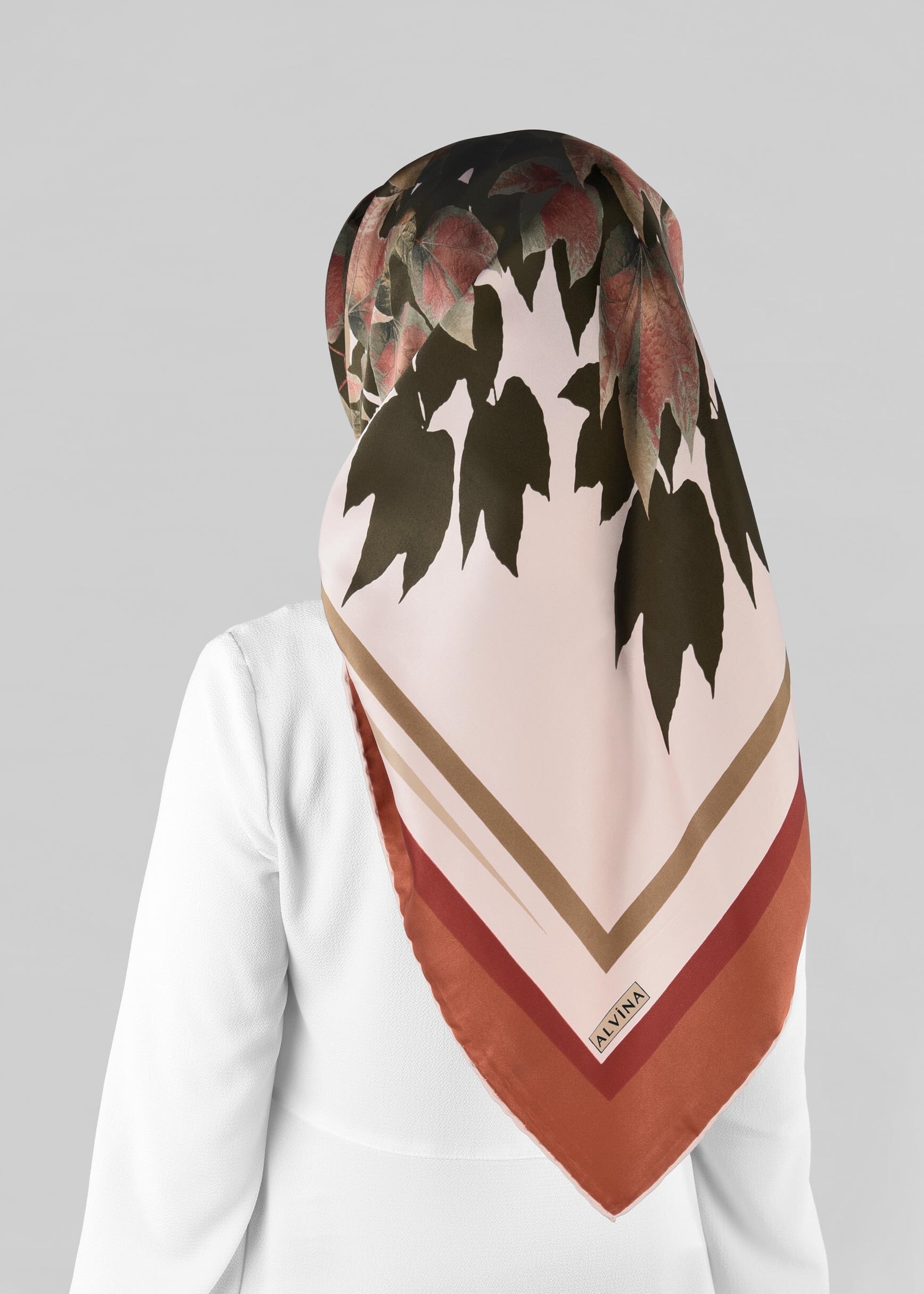 Tesettür giyim TURUNCU 12973-1 ALVİNA DESENLİ EŞARP