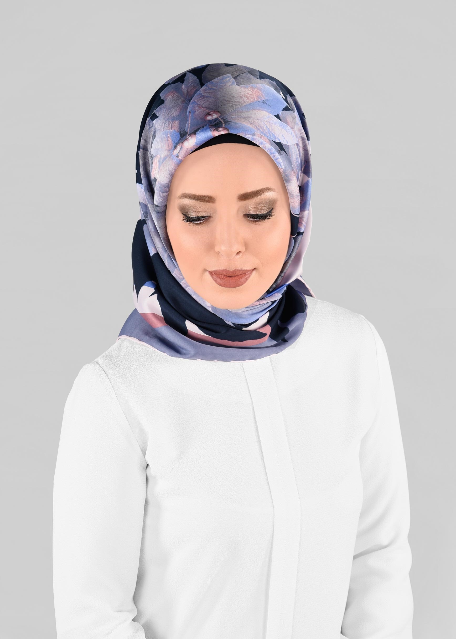 Tesettür giyim PUDRA 12973-1 ALVİNA DESENLİ EŞARP