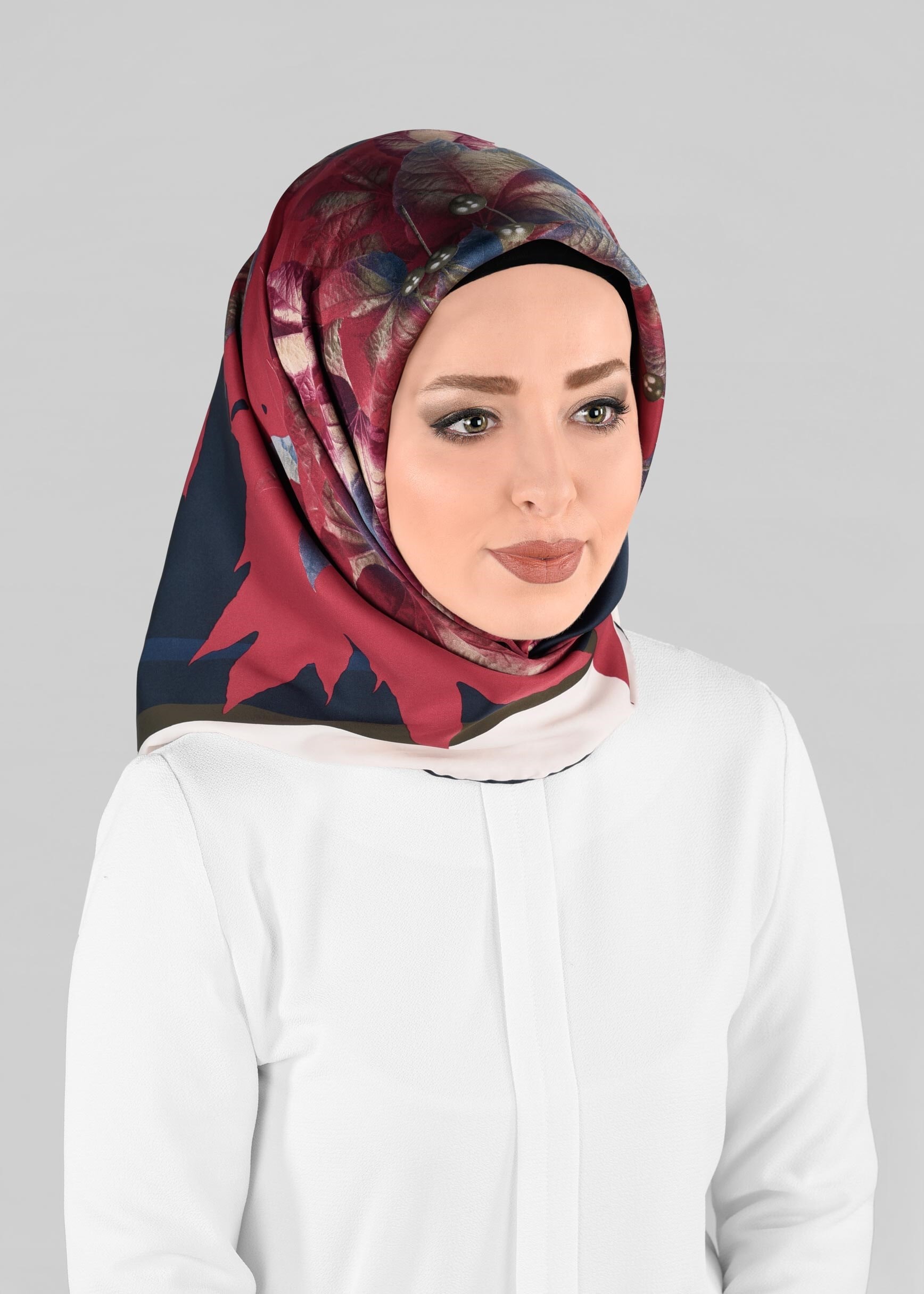 Tesettür giyim LACİVERT 12973-1 ALVİNA DESENLİ EŞARP