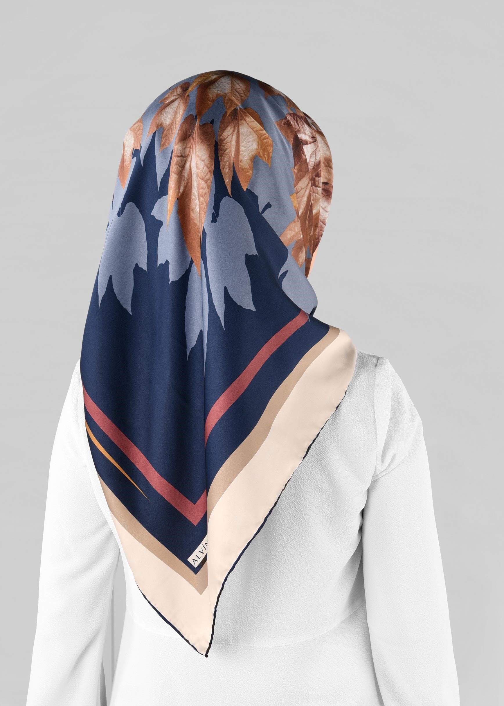 Tesettür giyim LACİVERT 12973-1 ALVİNA DESENLİ EŞARP