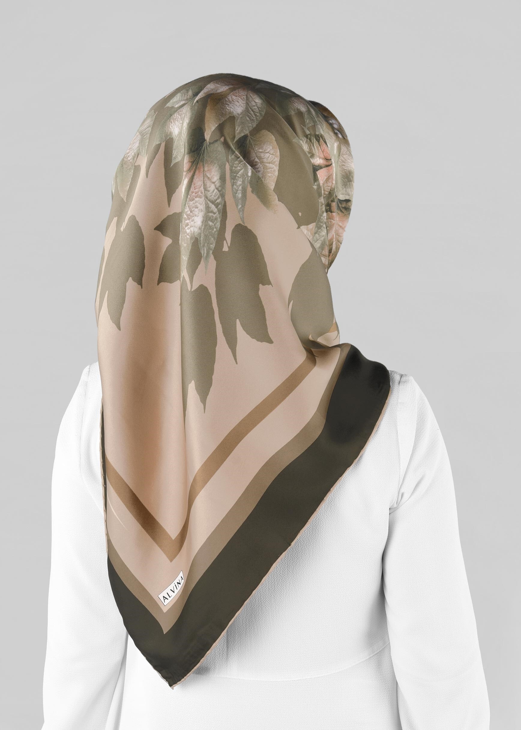 Tesettür giyim YEŞİL 12973-1 ALVİNA DESENLİ EŞARP