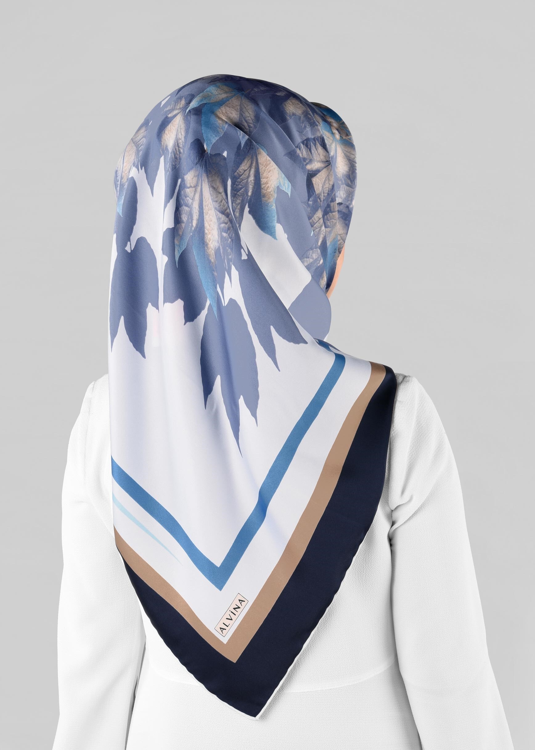 Tesettür giyim LACİVERT 12973-1 ALVİNA DESENLİ EŞARP