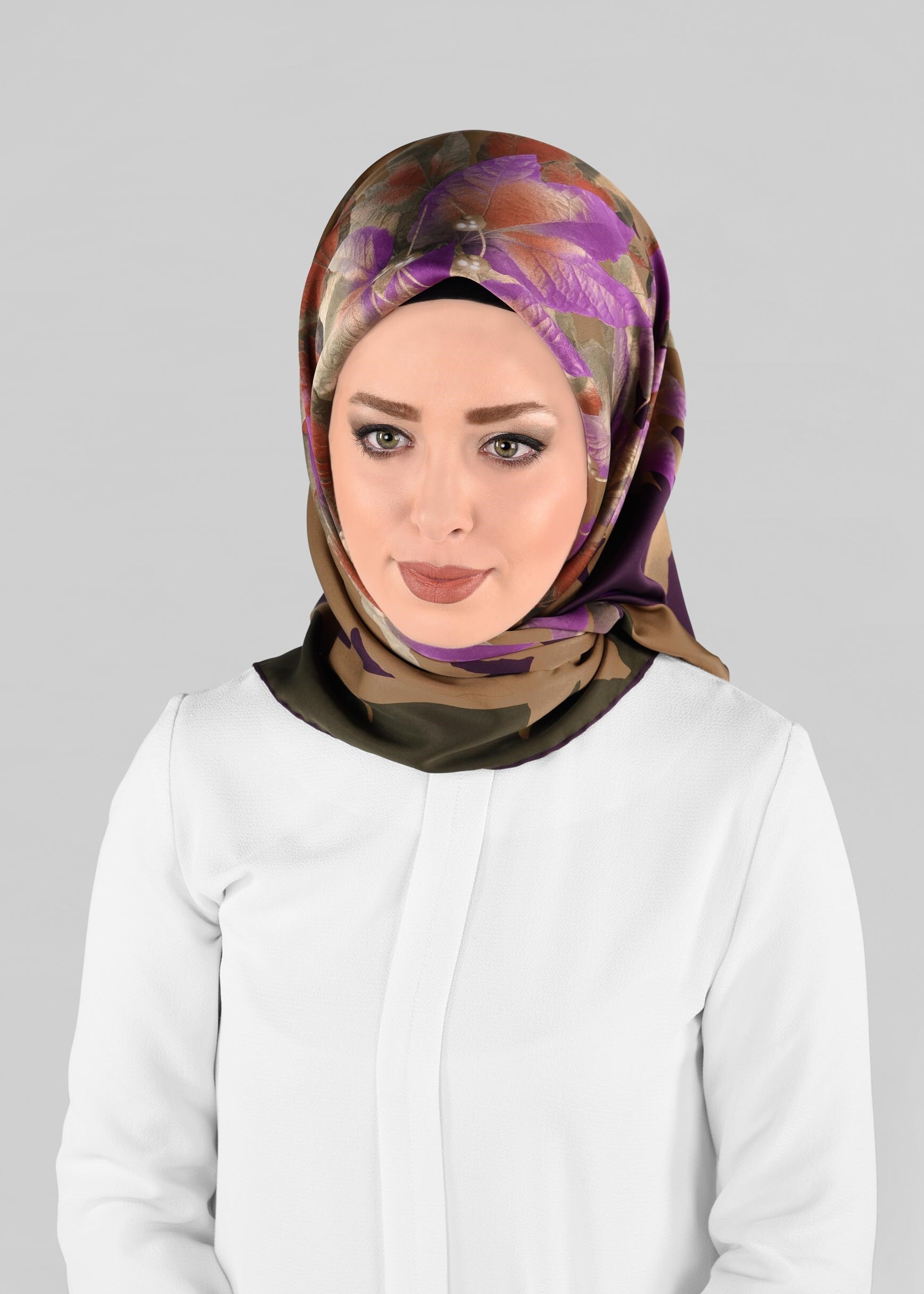 Tesettür giyim YEŞİL 12973-1 ALVİNA DESENLİ EŞARP