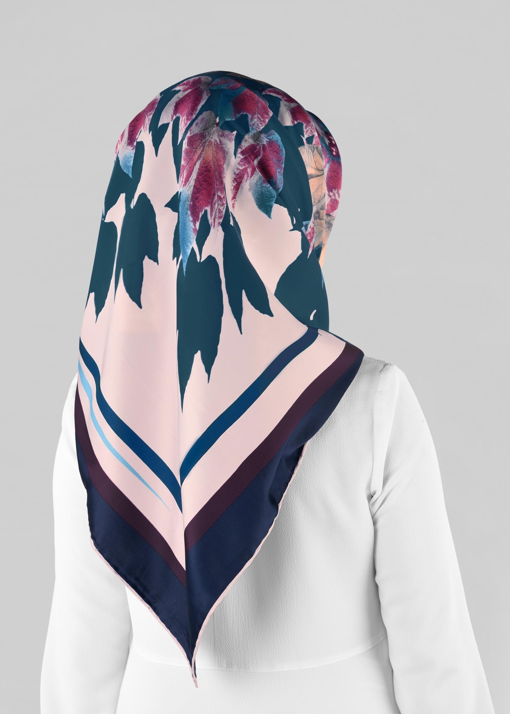 Tesettür giyim LACİVERT 12973-1 ALVİNA DESENLİ EŞARP