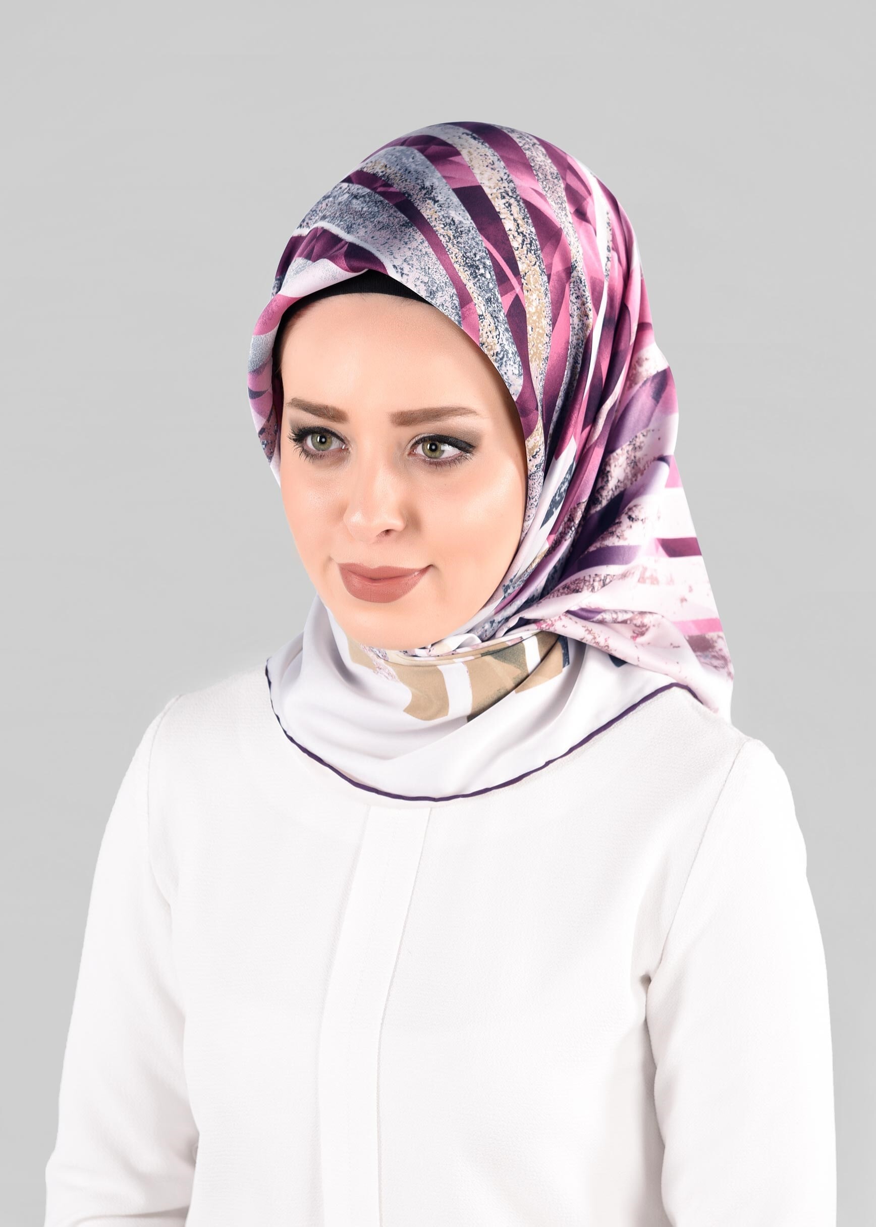 Tesettür giyim PUDRA 12981-1 ALVİNA DESENLİ EŞARP