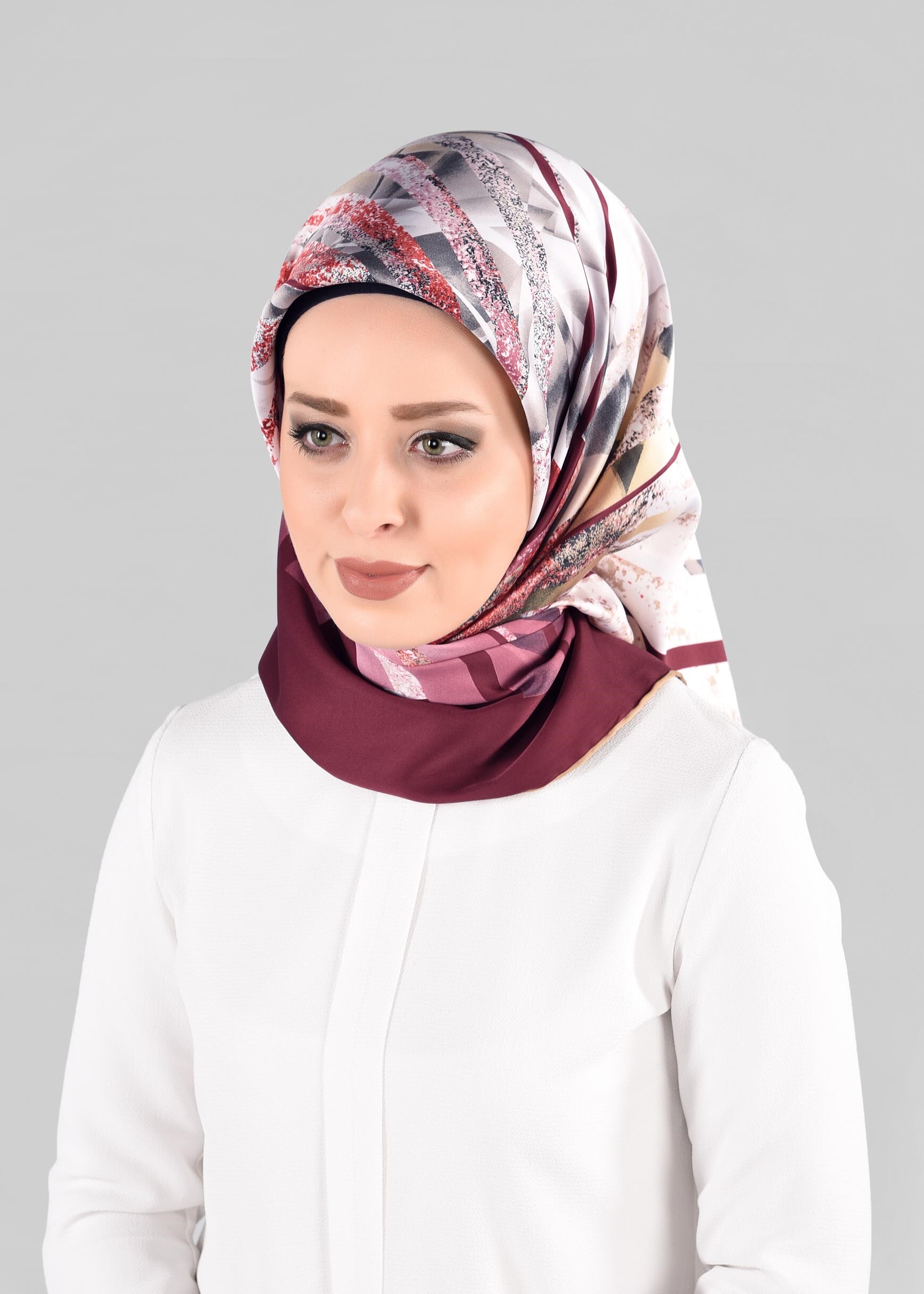 Tesettür giyim MOR 12981-1 ALVİNA DESENLİ EŞARP