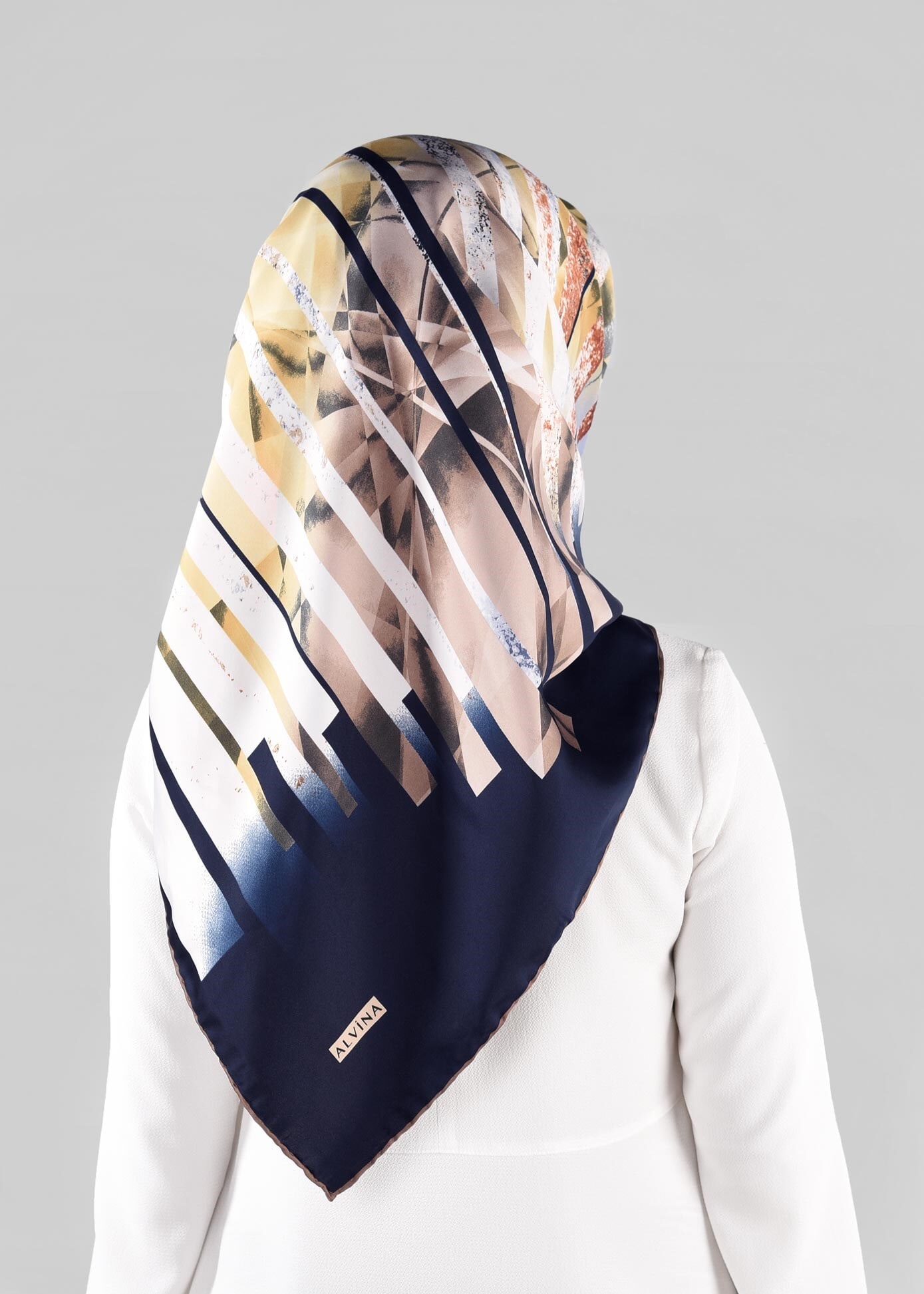 Tesettür giyim LACİVERT 12981-1 ALVİNA DESENLİ EŞARP