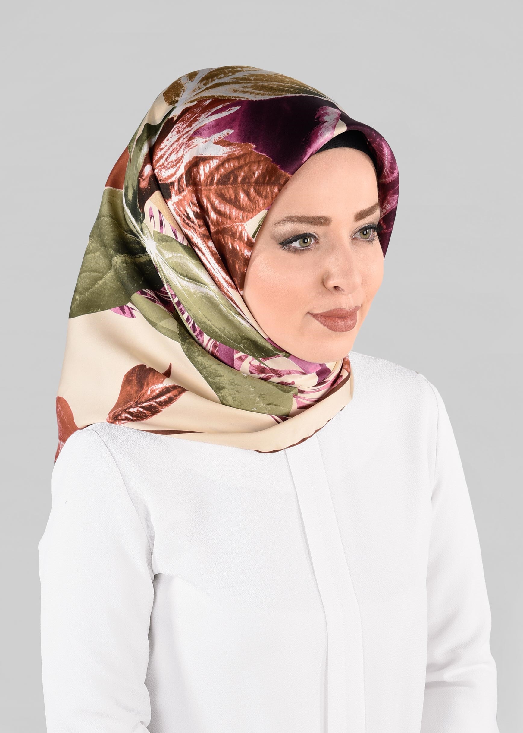 Tesettür giyim BEJ 12982-1 ALVİNA DESENLİ EŞARP