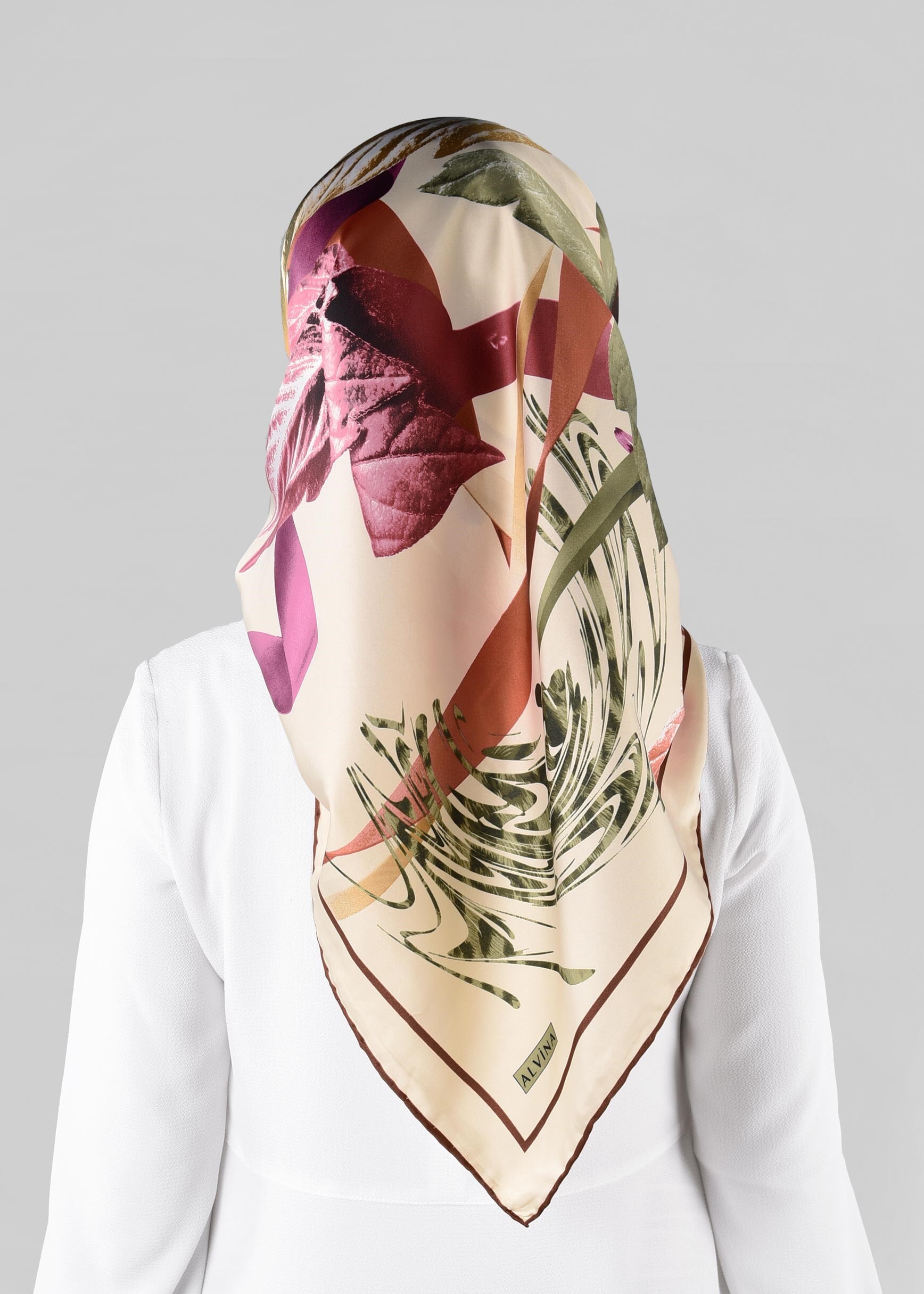 Tesettür giyim BEJ 12982-1 ALVİNA DESENLİ EŞARP