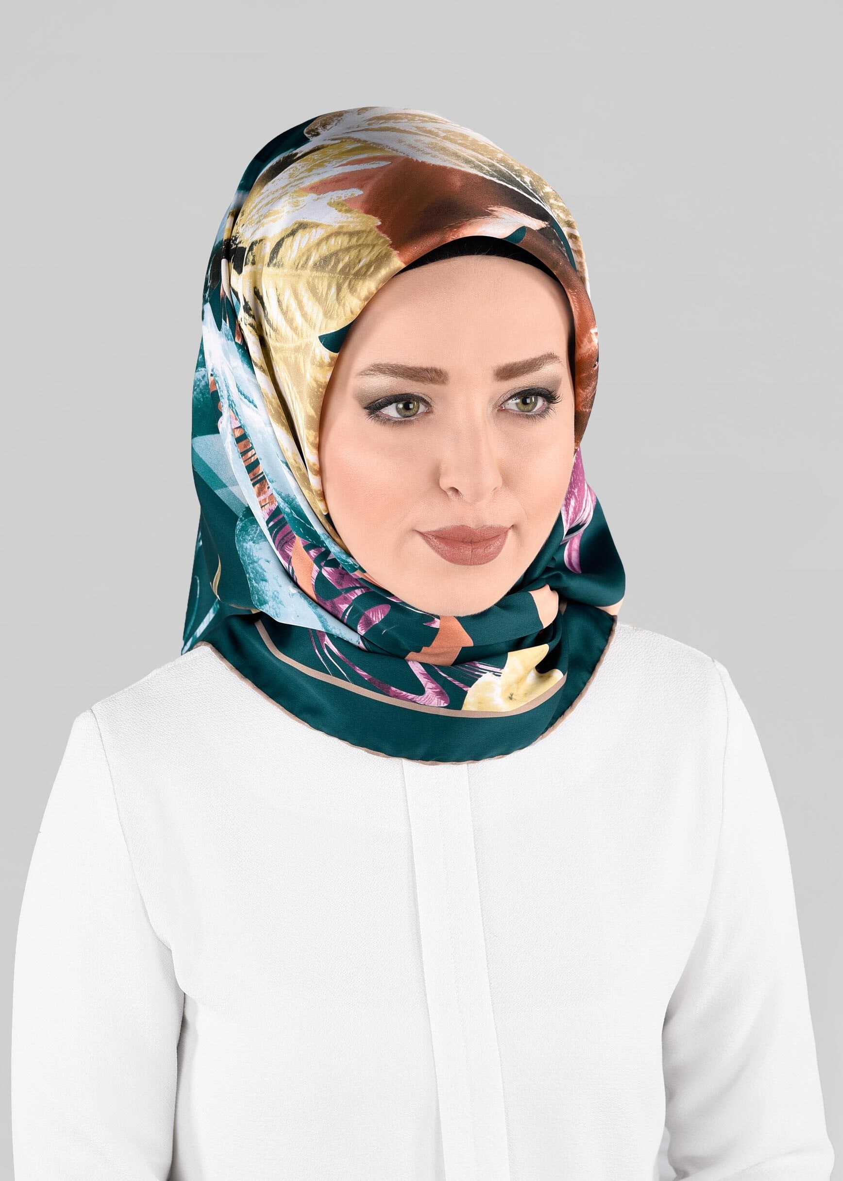 Tesettür giyim MAVİ 12982-1 ALVİNA DESENLİ EŞARP