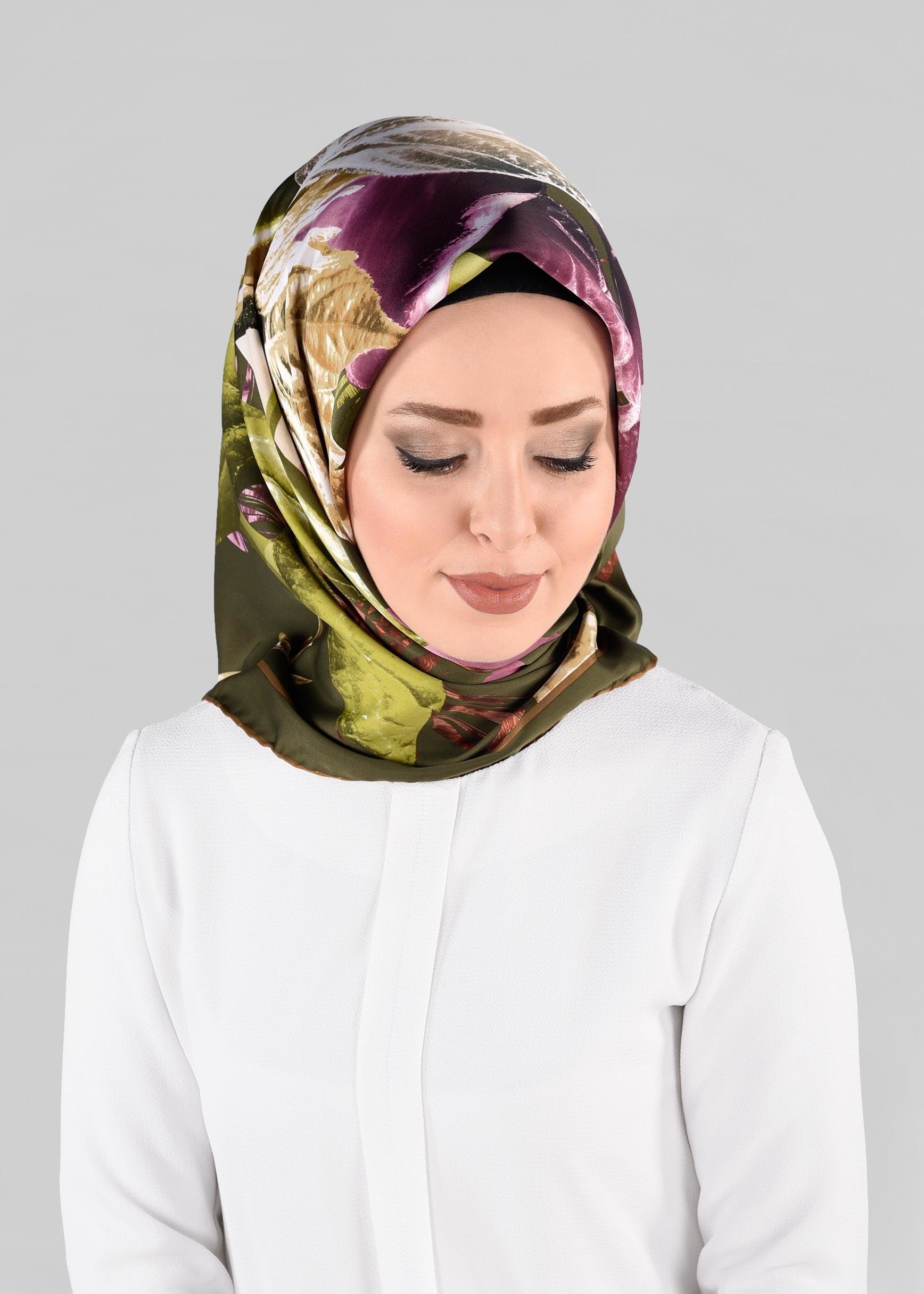 Tesettür giyim YEŞİL 12982-1 ALVİNA DESENLİ EŞARP